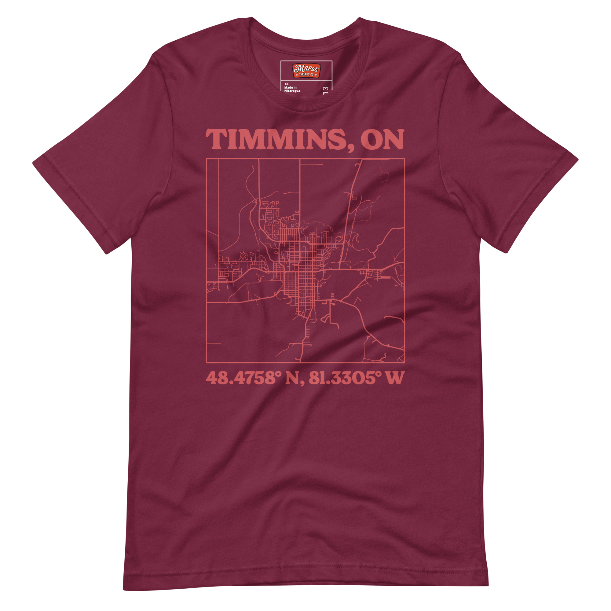 Unisex Timmins, Ontario Map T-Shirt - Image 9