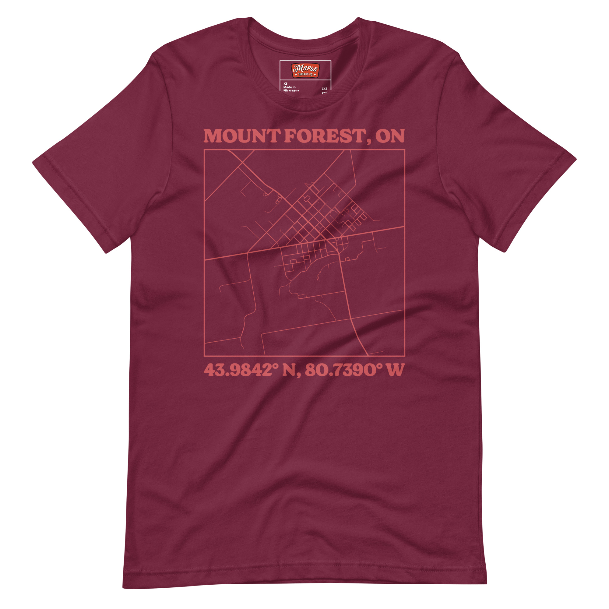 Unisex Mount Forest, Ontario Map T-Shirt - Image 9