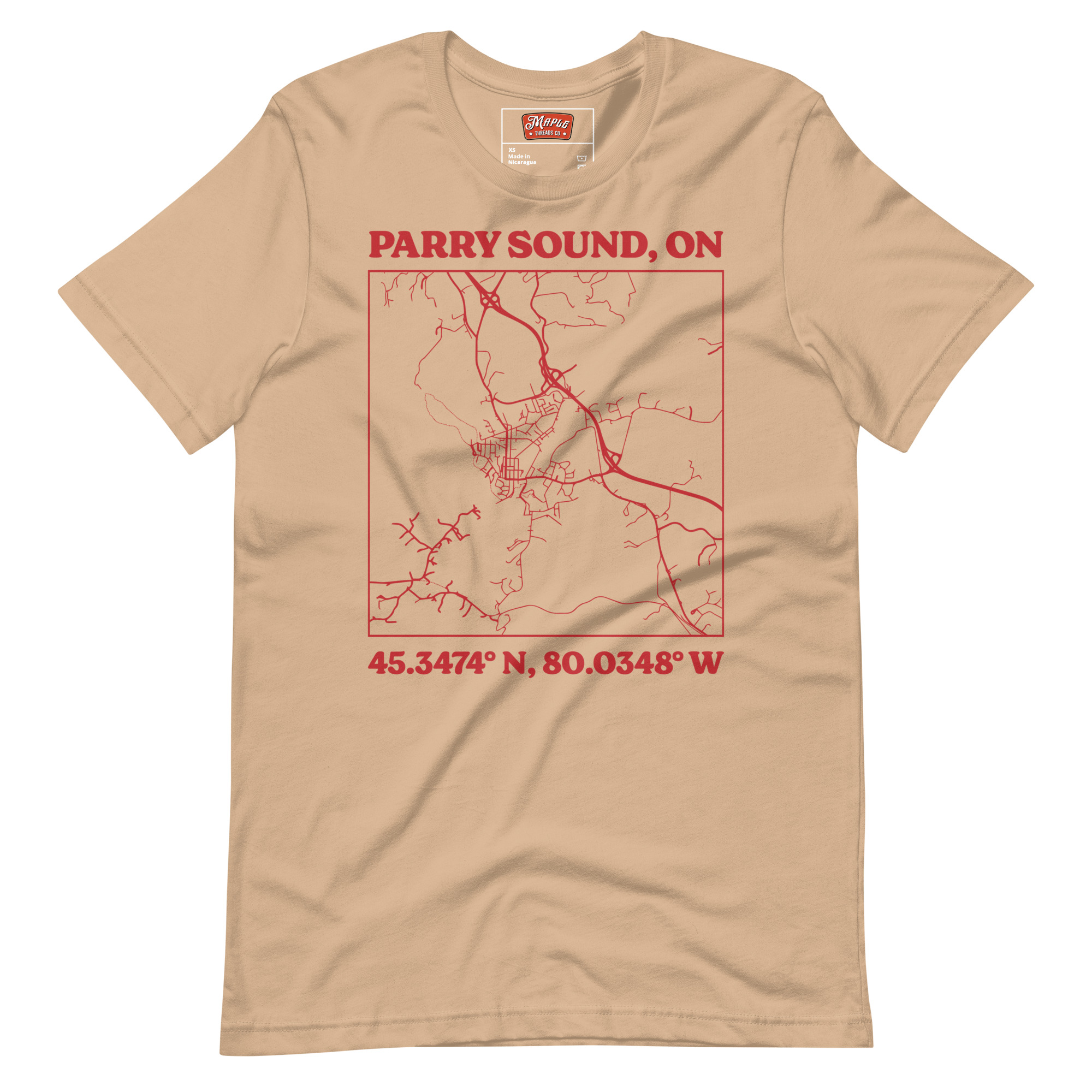 Unisex Parry Sound, Ontario Map T-Shirt