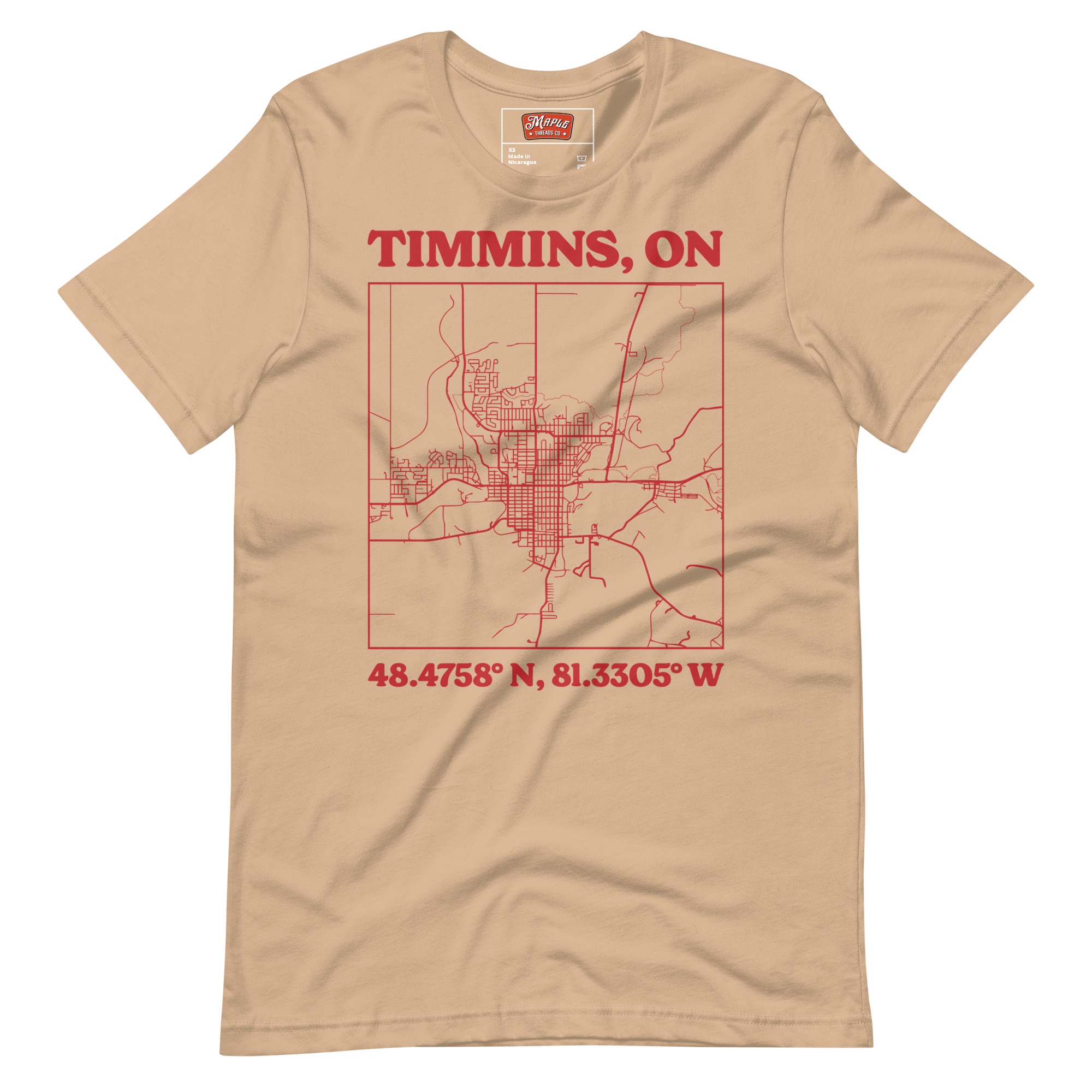 Unisex Timmins, Ontario Map T-Shirt - Image 17