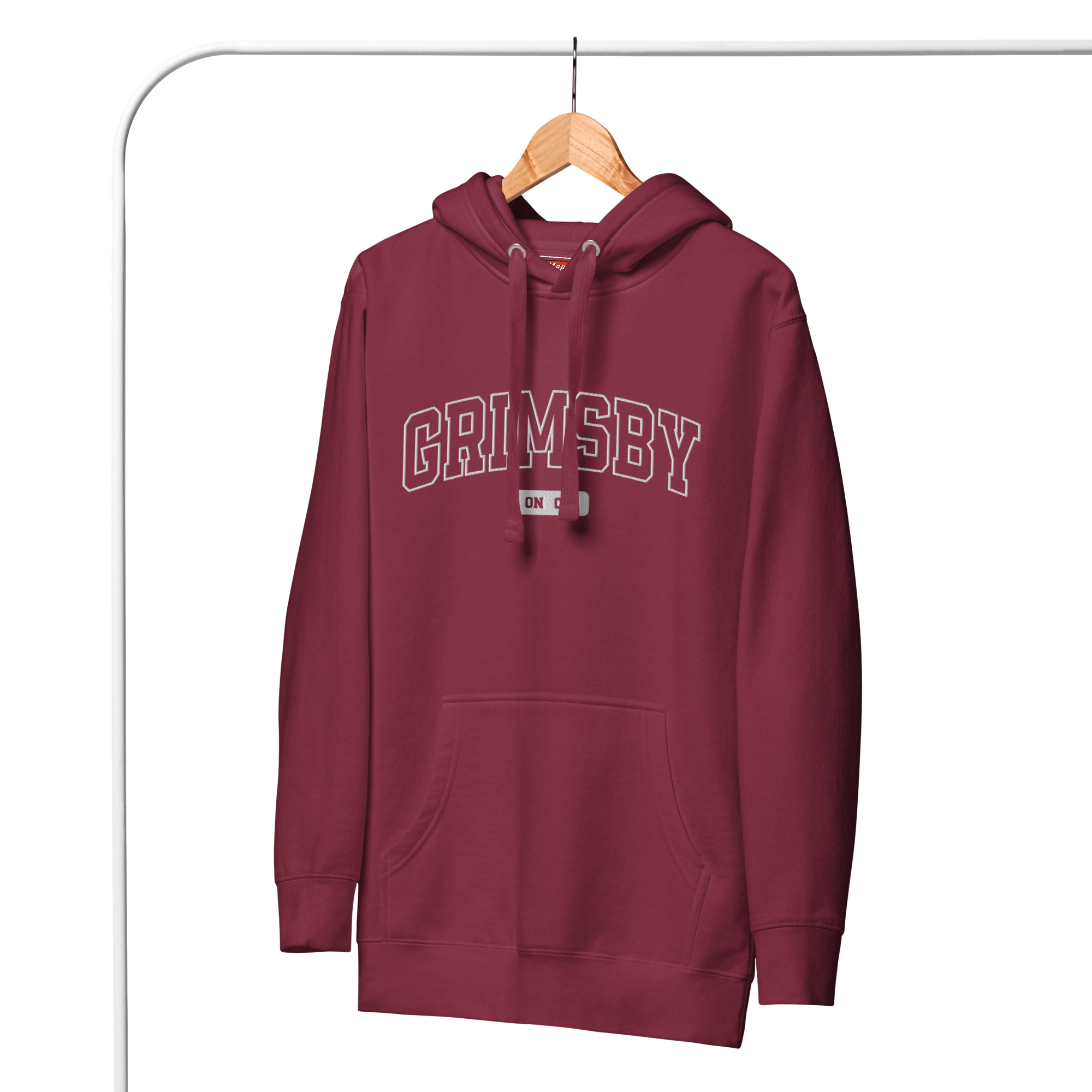 Unisex Grimsby, Ontario Embroidered Hoodie - Image 5