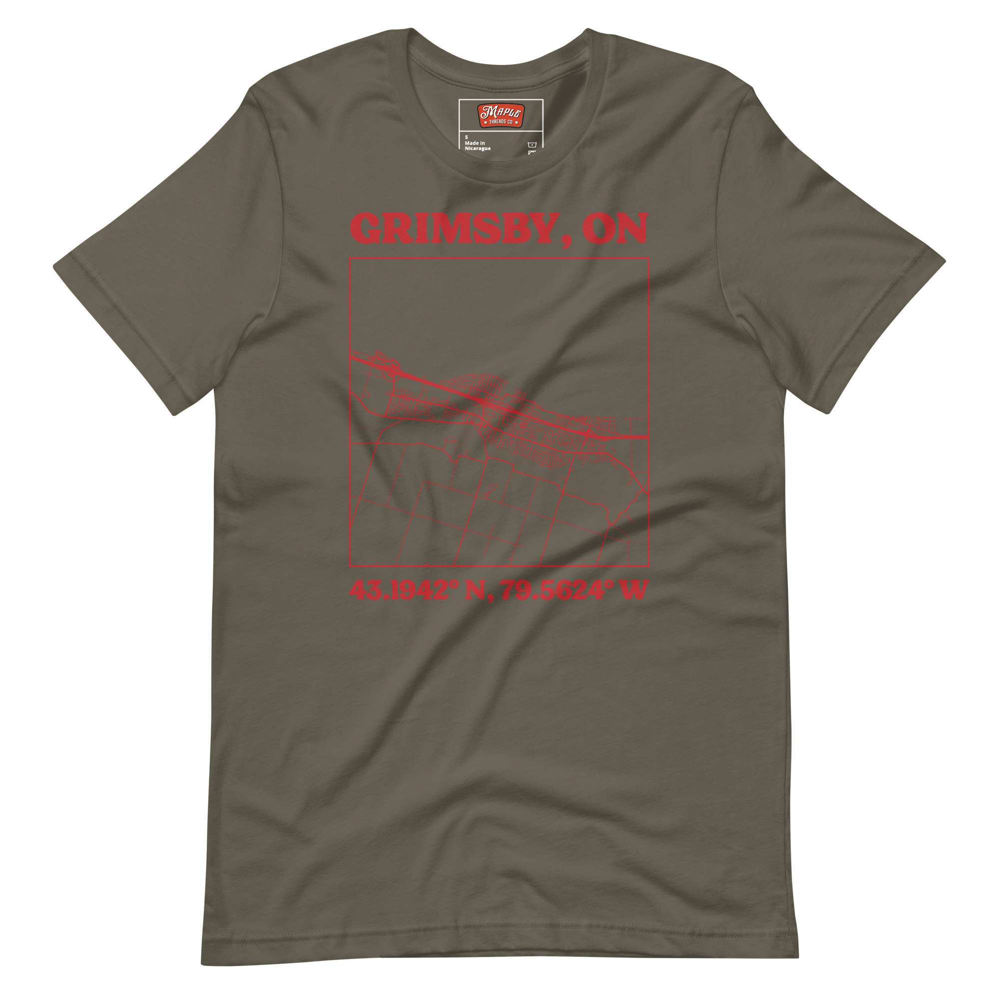 Unisex Grimsby, Ontario Map T-Shirt - Image 12