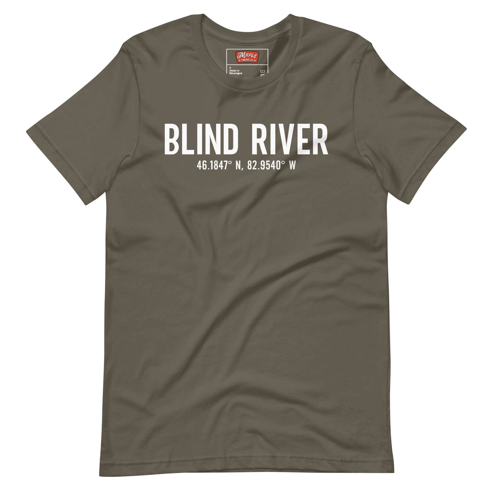 Unisex Blind River, Ontario Coordinates T-Shirt - Image 11
