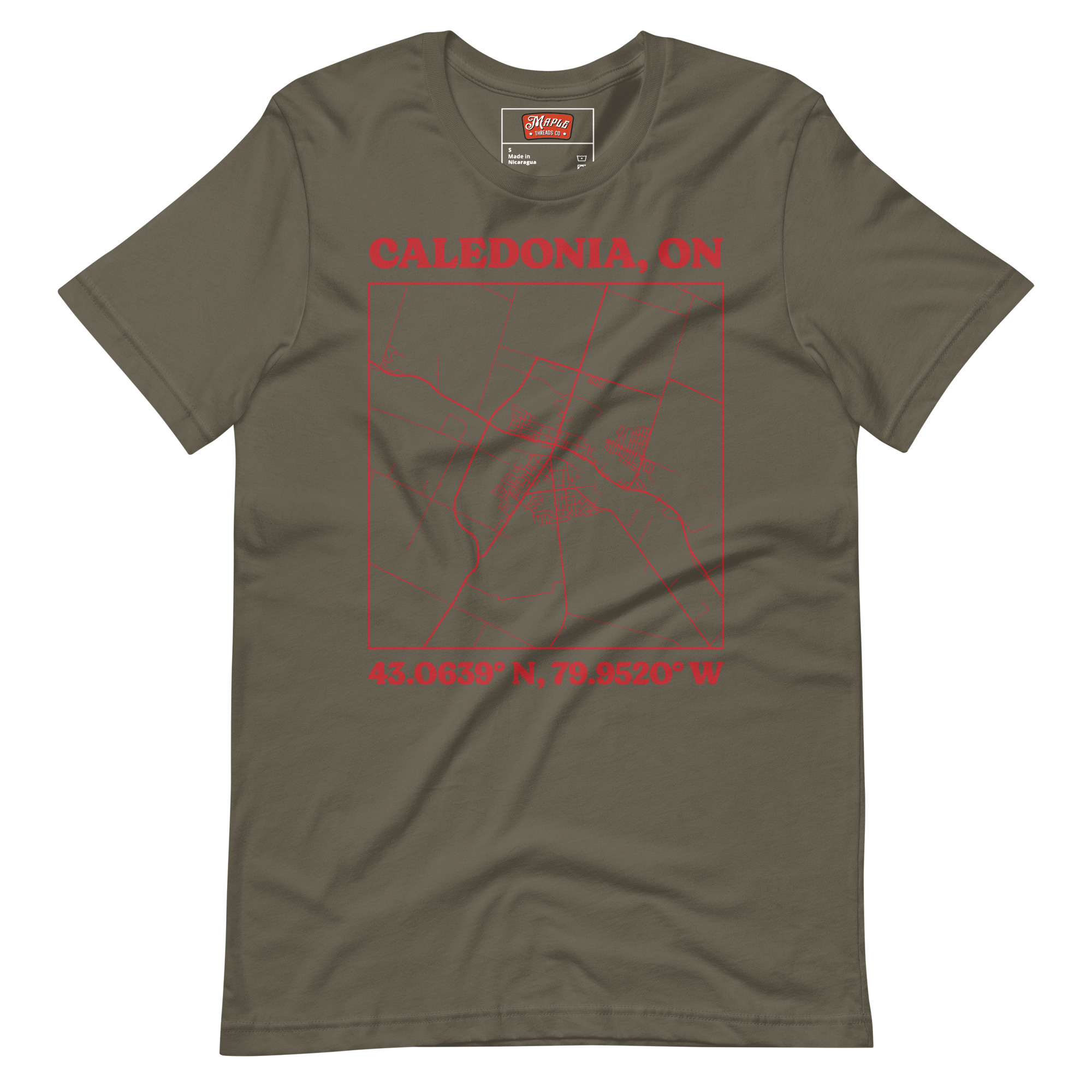 Unisex Caledonia, Ontario Map T-Shirt - Image 7