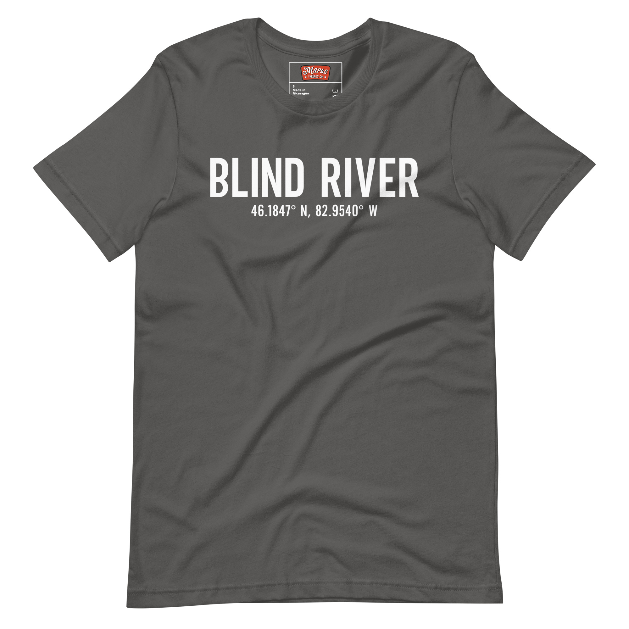 Unisex Blind River, Ontario Coordinates T-Shirt - Image 9