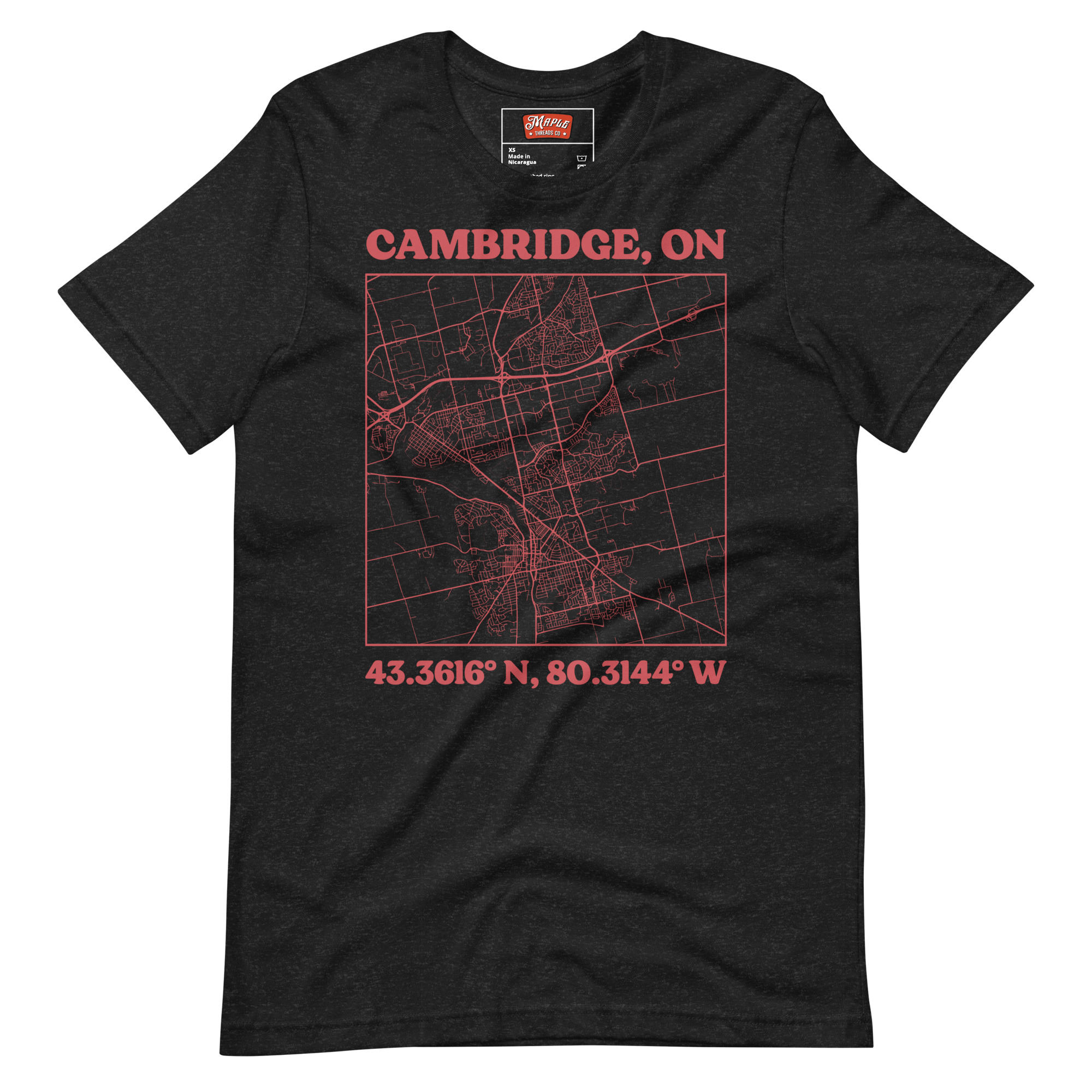 Unisex Cambridge, Ontario Map T-Shirt
