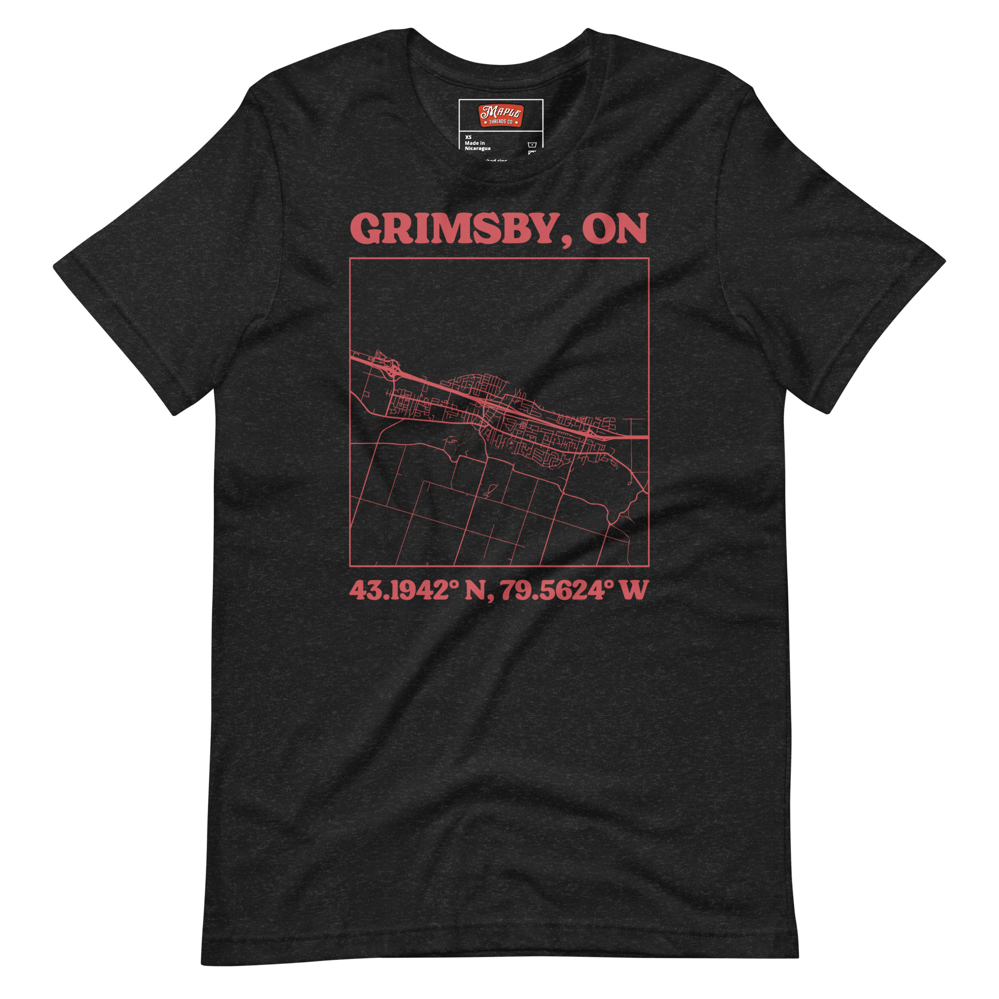 Unisex Grimsby, Ontario Map T-Shirt - Image 2