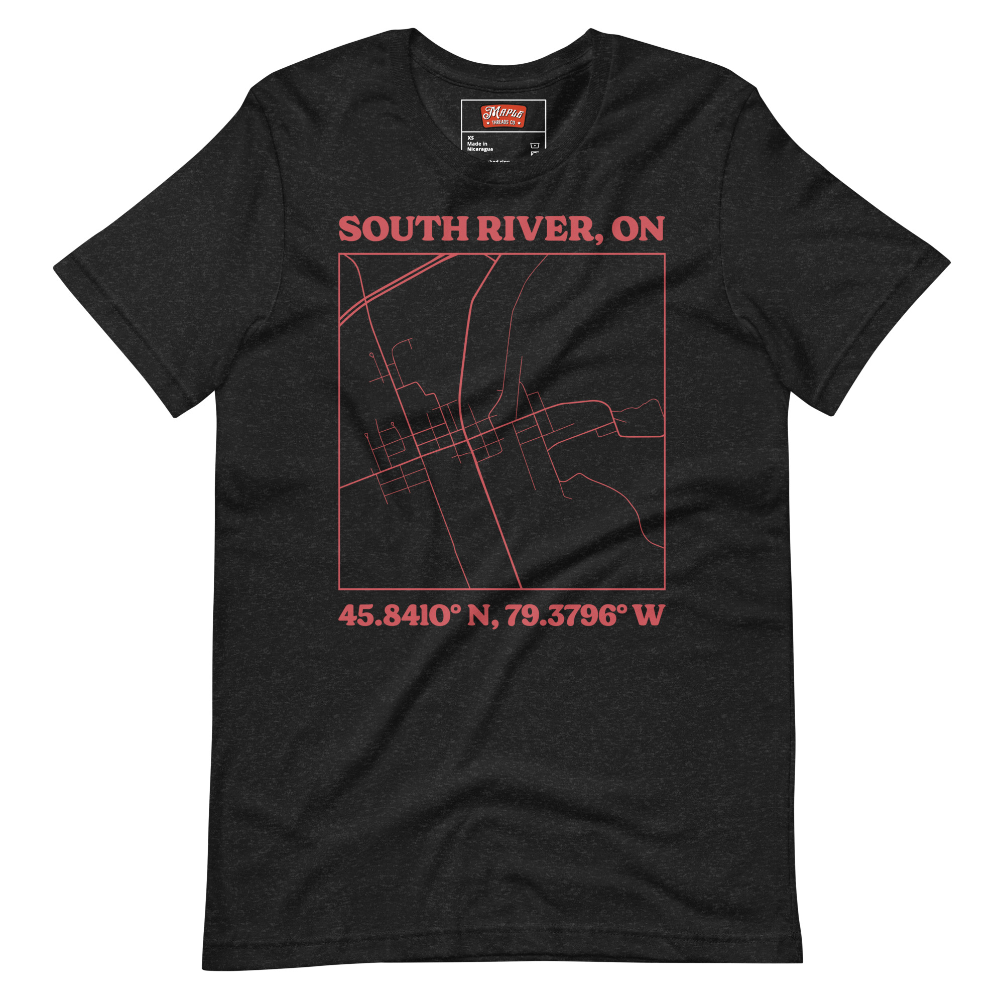 Unisex South River, Ontario Map T-Shirt - Image 2