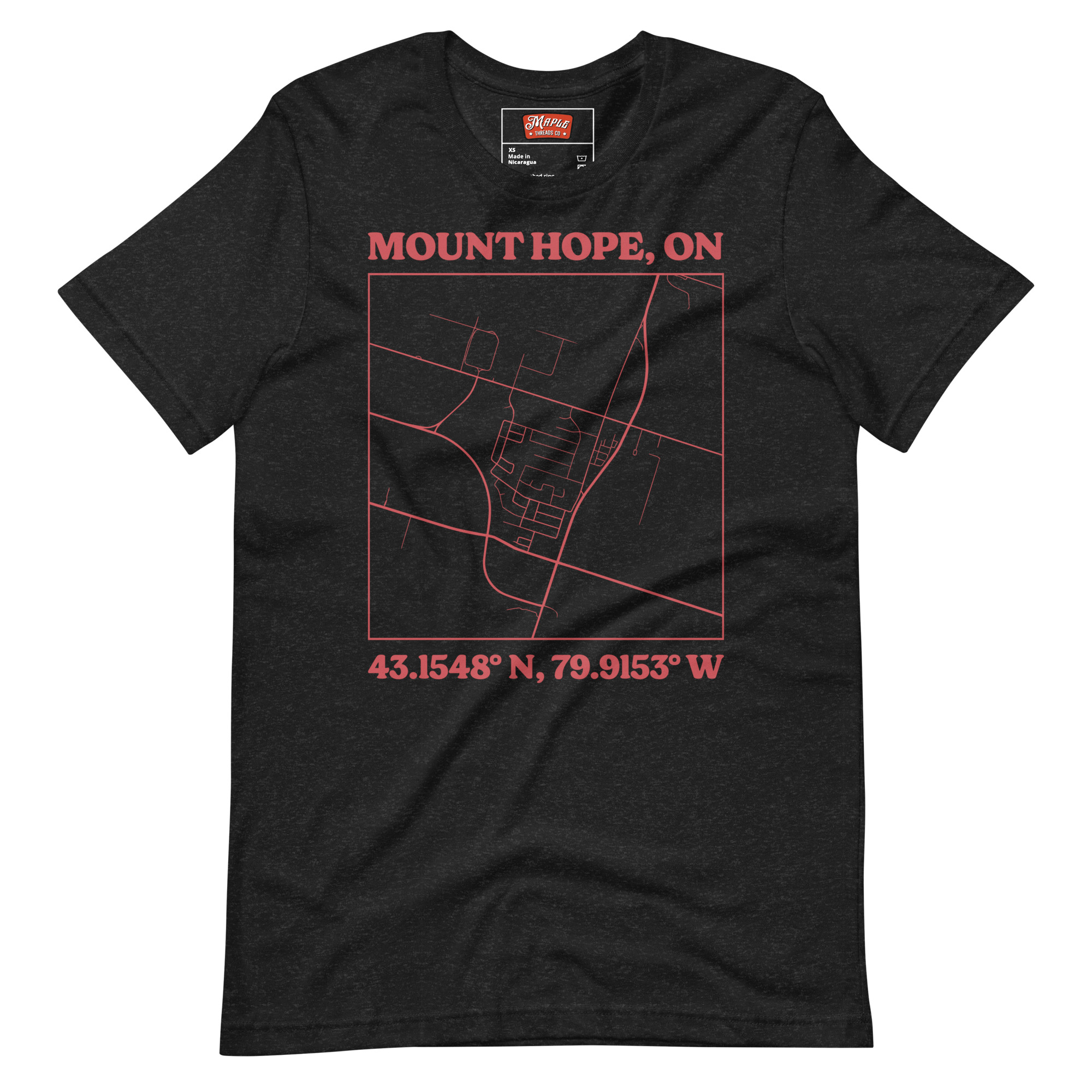 Unisex Mount Hope, Ontario Map T-Shirt - Image 2