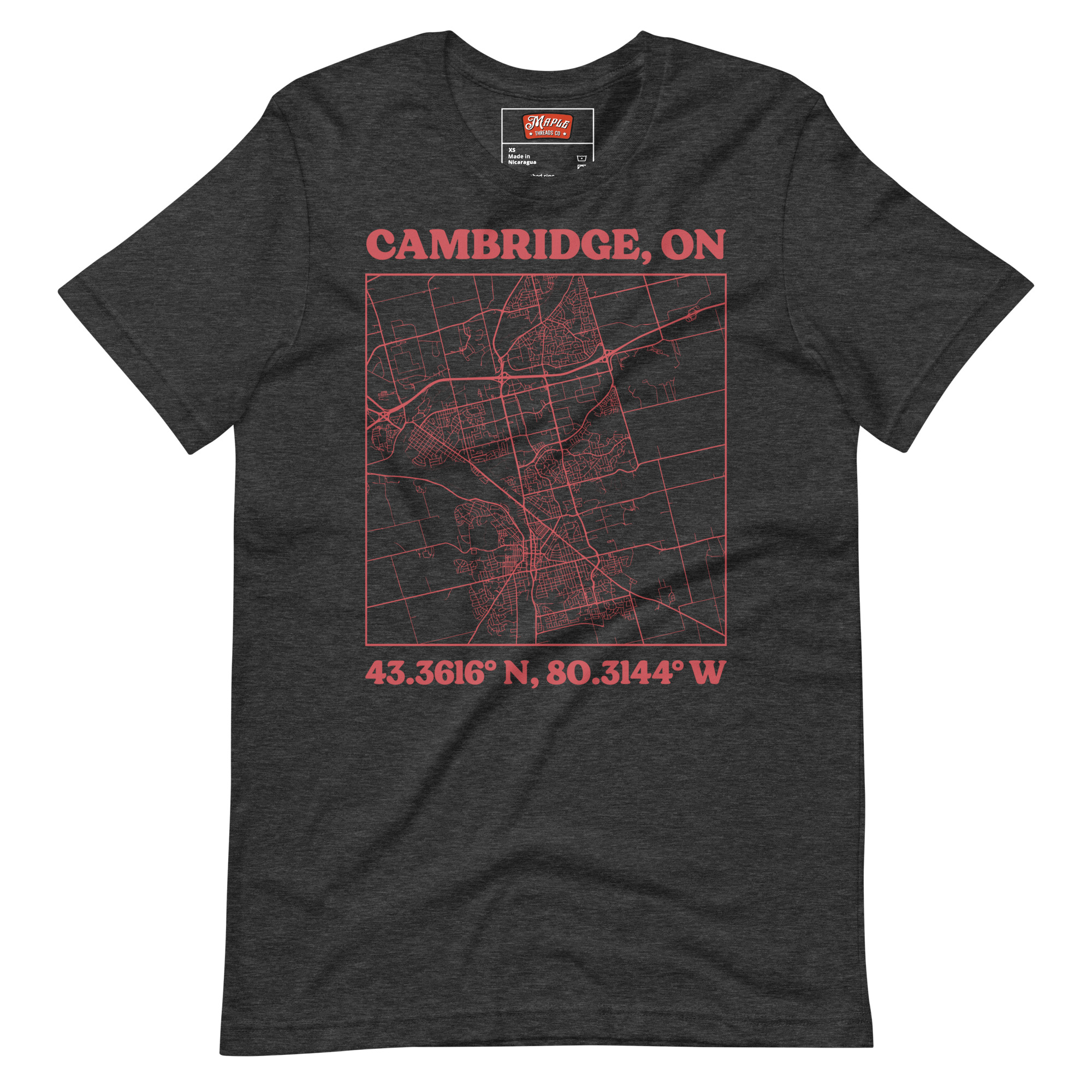 Unisex Cambridge, Ontario Map T-Shirt - Image 7