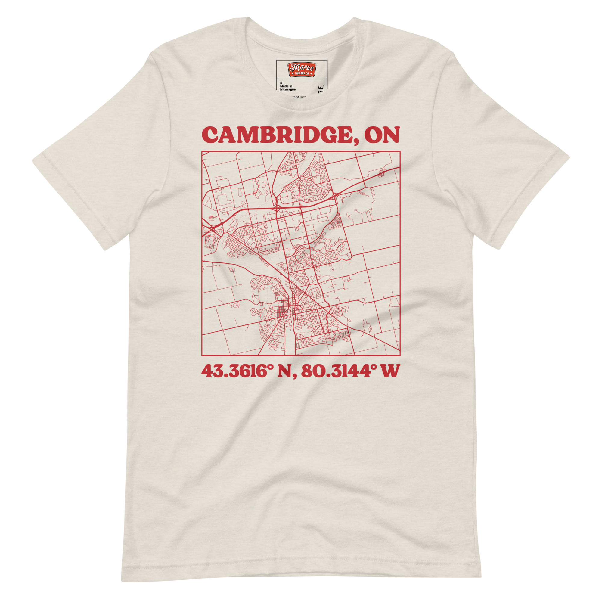 Unisex Cambridge, Ontario Map T-Shirt - Image 19