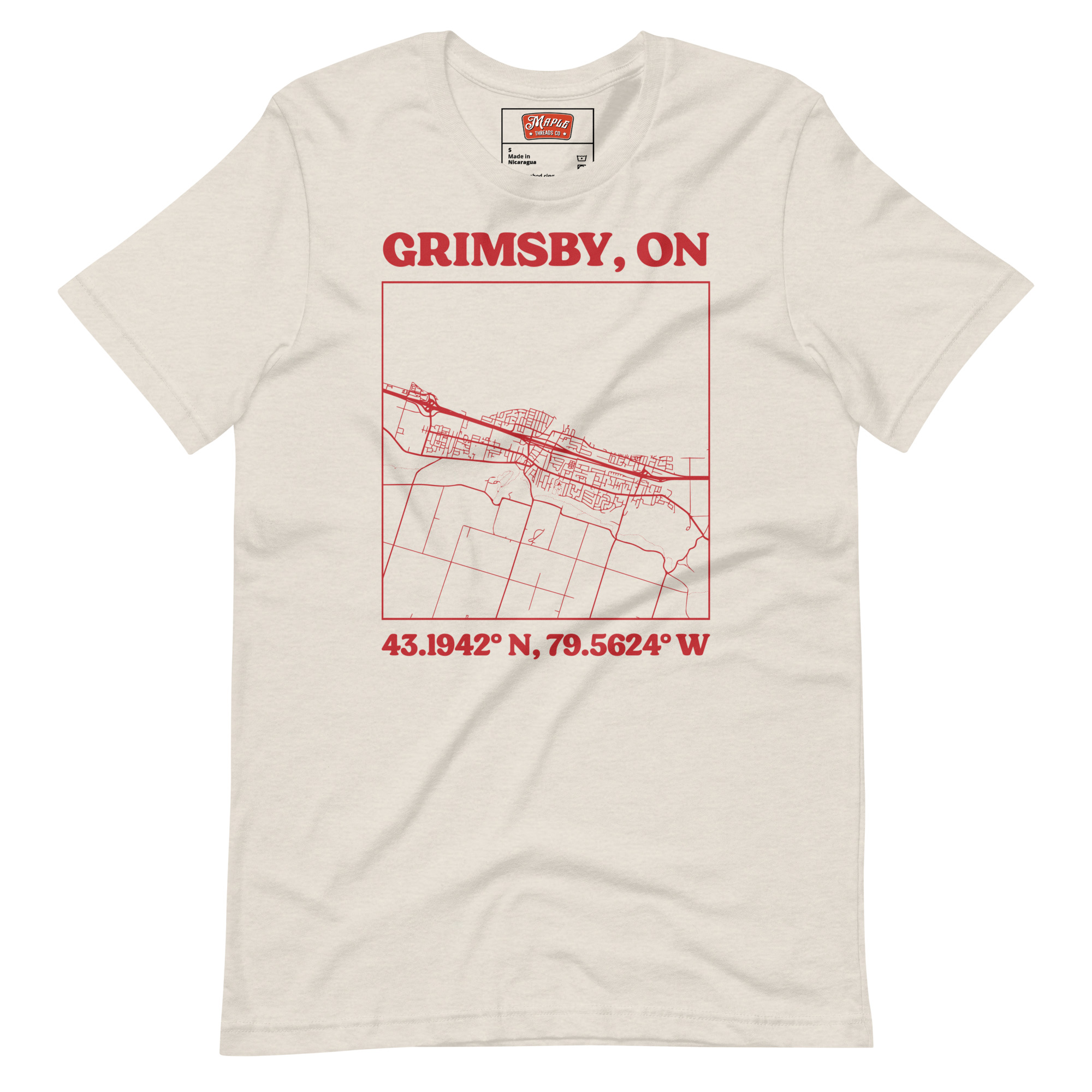Unisex Grimsby, Ontario Map T-Shirt - Image 19