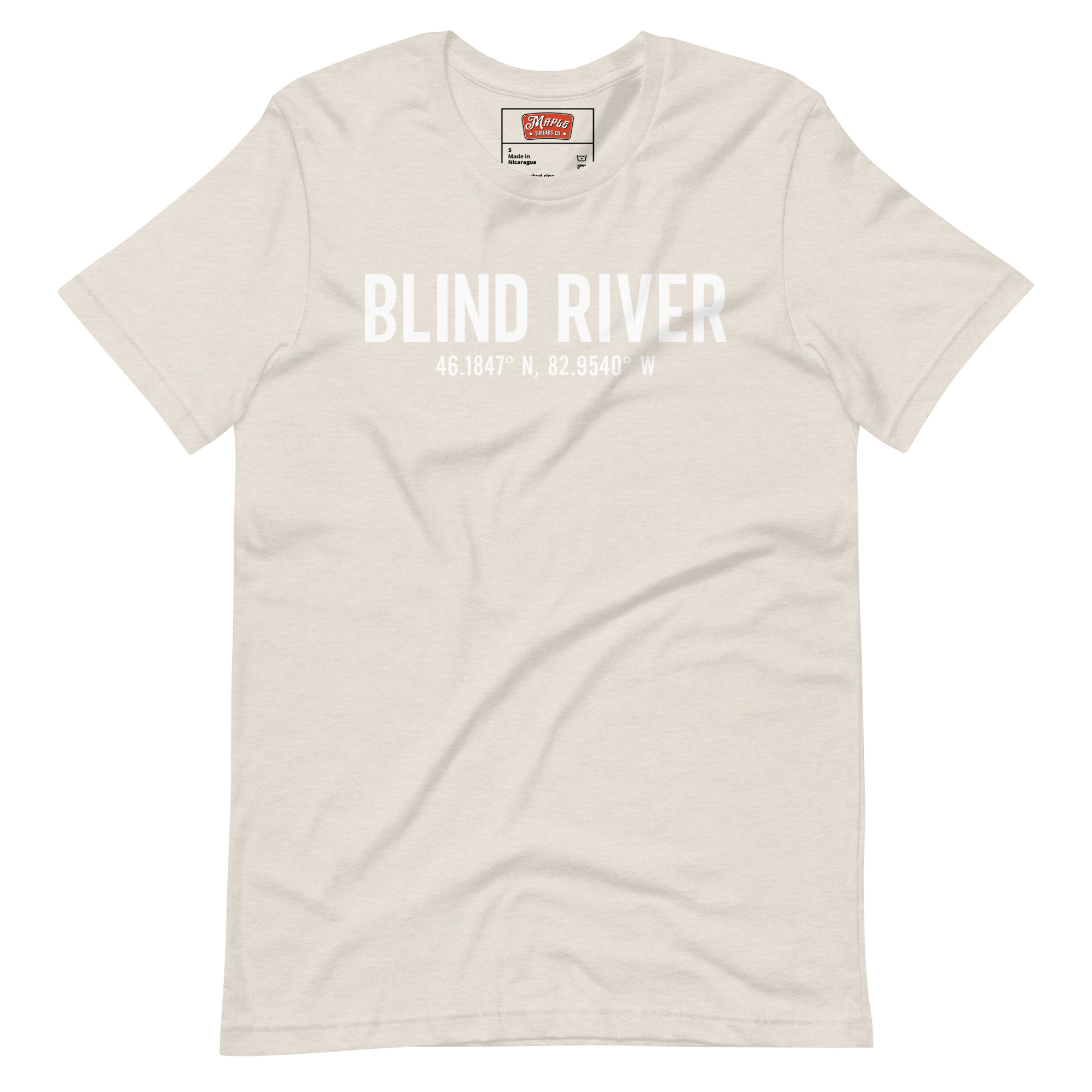 Unisex Blind River, Ontario Coordinates T-Shirt - Image 19