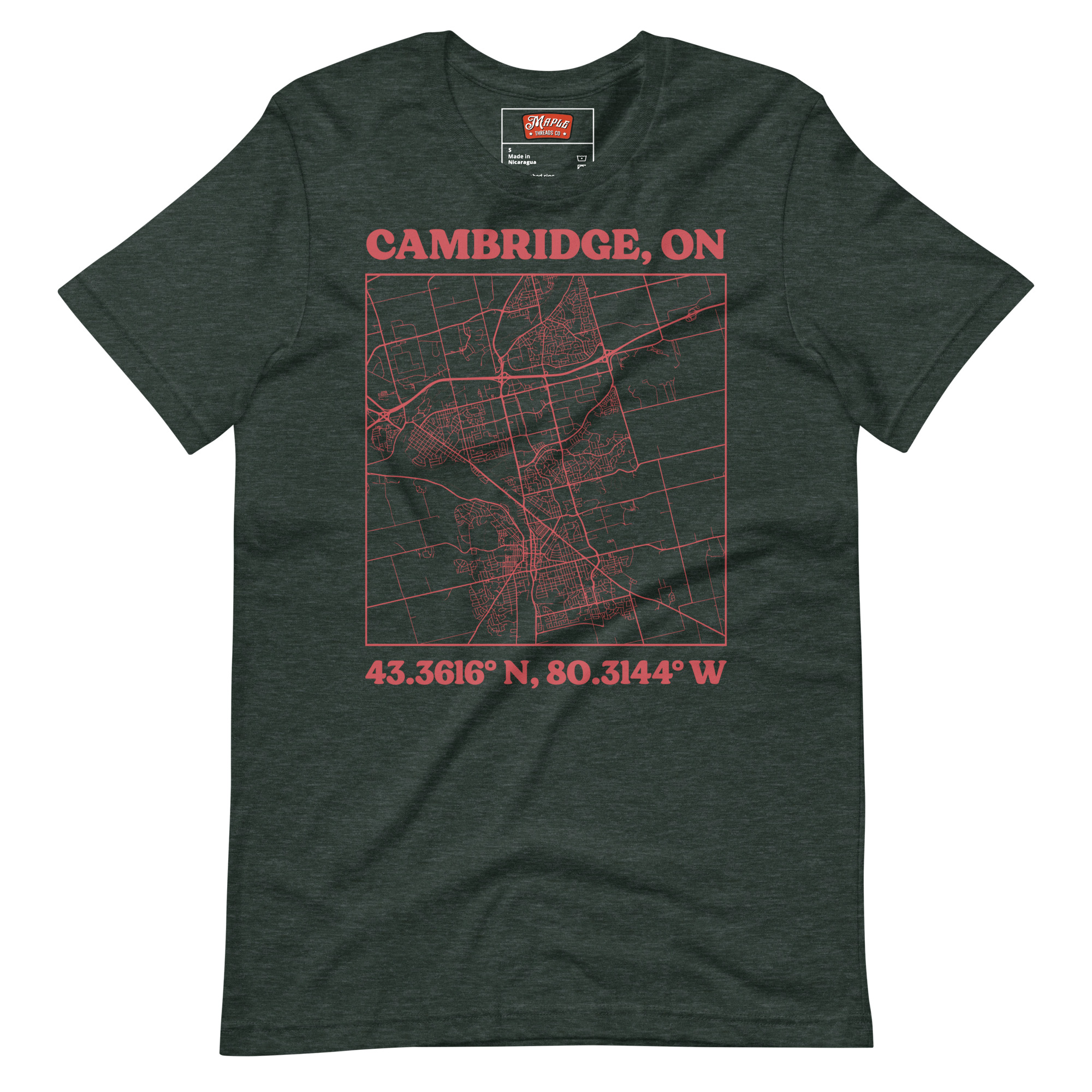 Unisex Cambridge, Ontario Map T-Shirt - Image 5