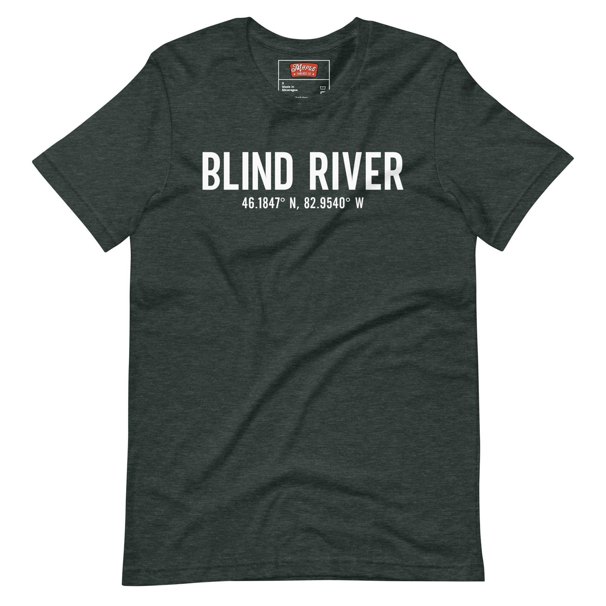 Unisex Blind River, Ontario Coordinates T-Shirt - Image 5