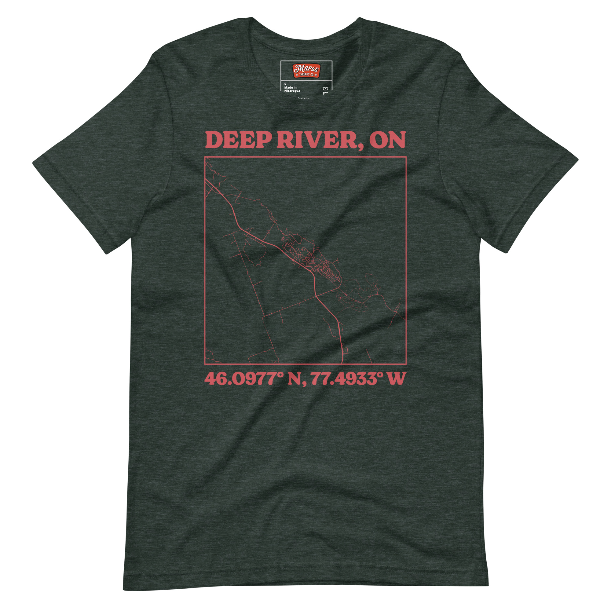 Unisex Deep River, Ontario Map T-Shirt - Image 3