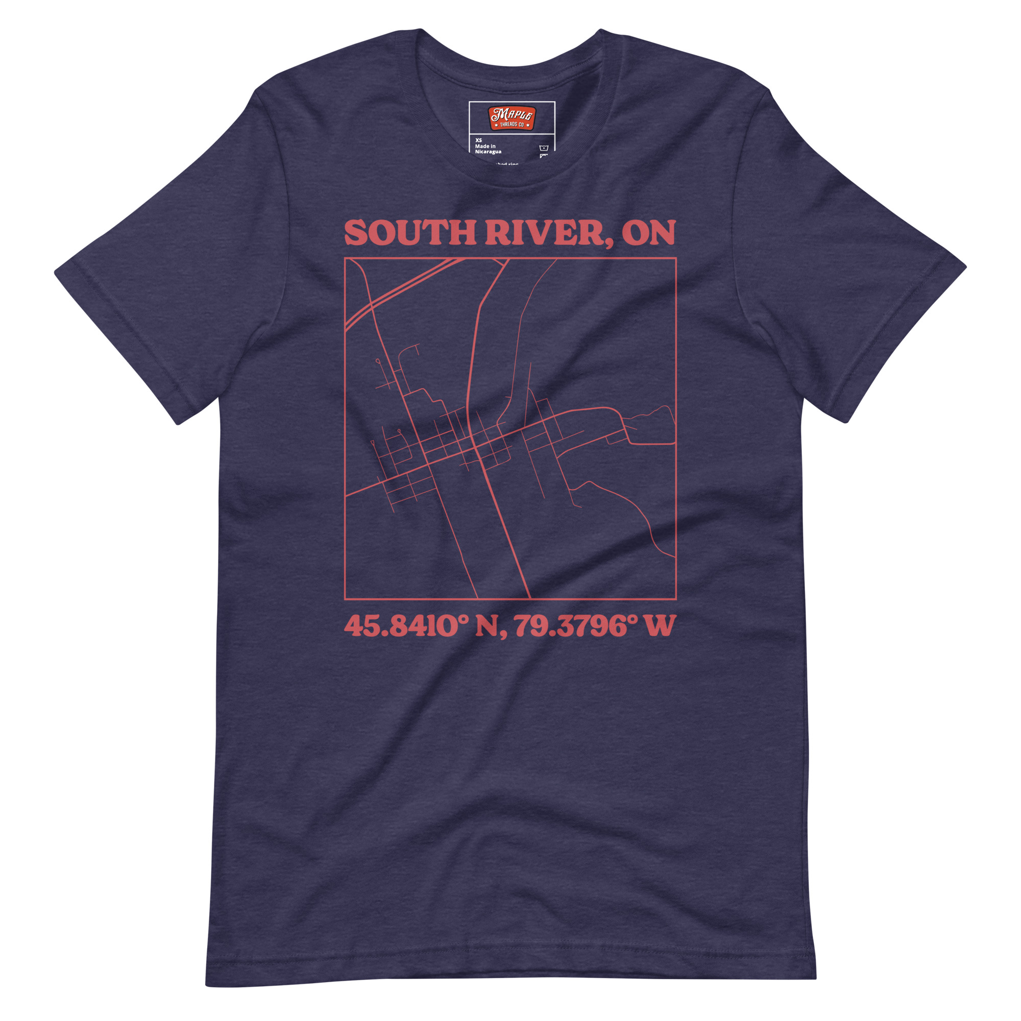 Unisex South River, Ontario Map T-Shirt - Image 4