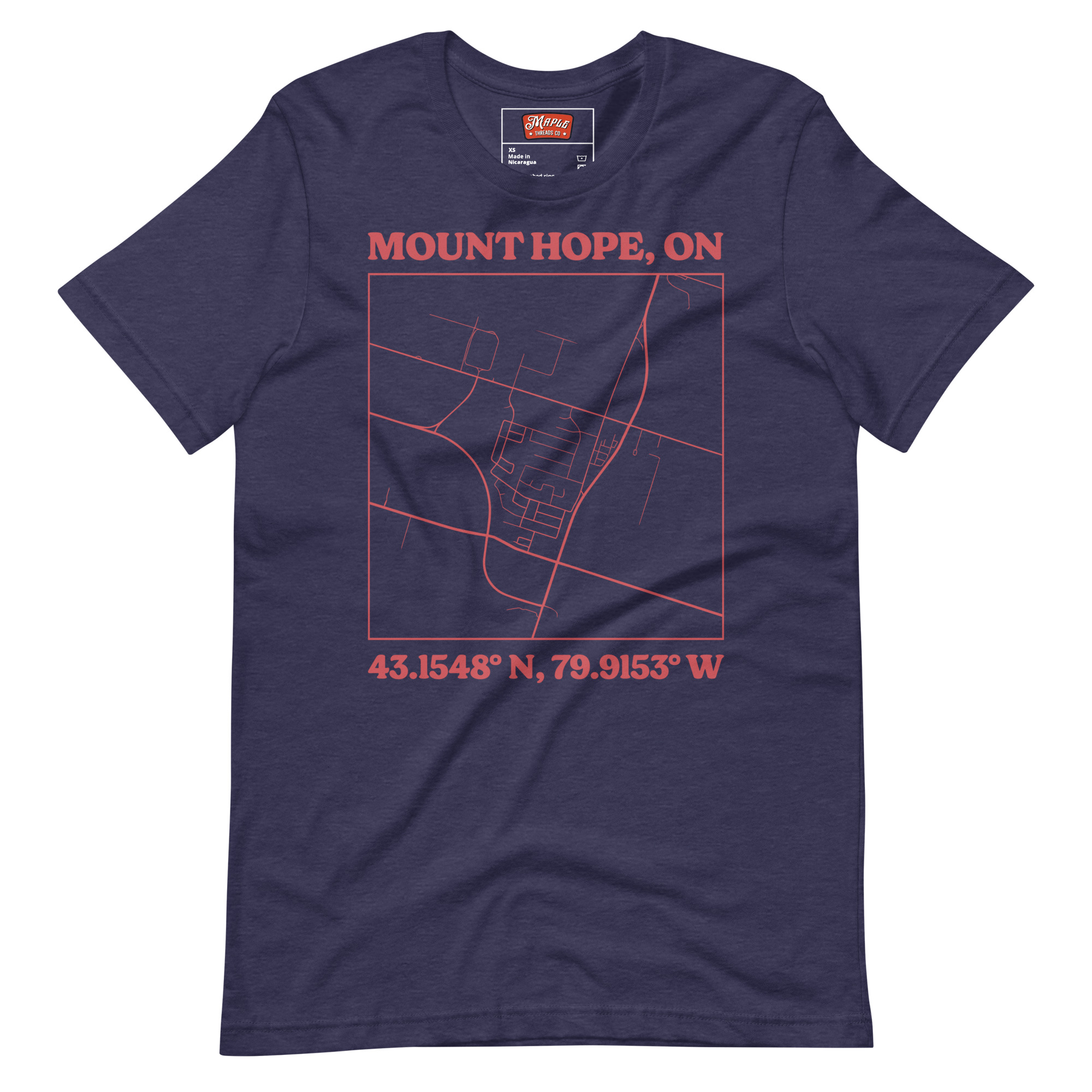 Unisex Mount Hope, Ontario Map T-Shirt - Image 4