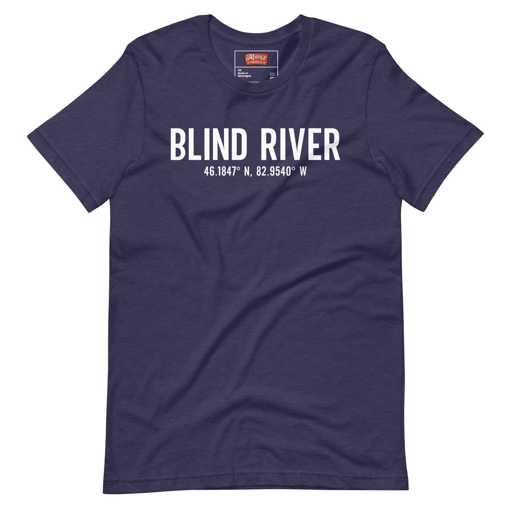 Unisex Blind River, Ontario Coordinates T-Shirt - Image 3