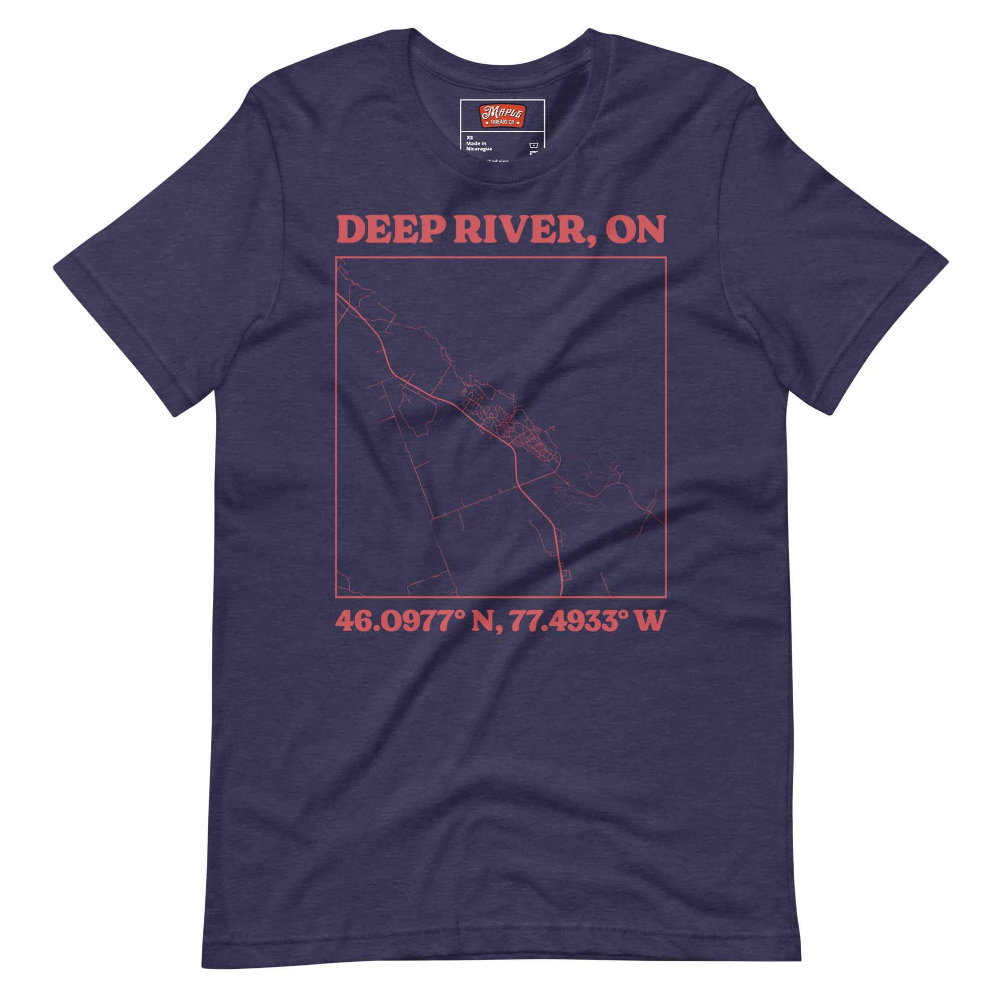 Unisex Deep River, Ontario Map T-Shirt - Image 2