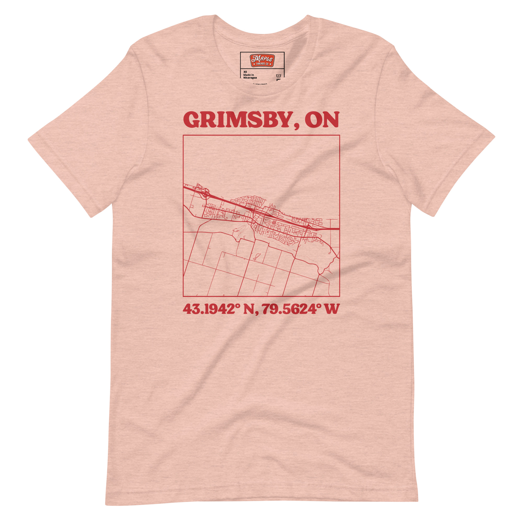 Unisex Grimsby, Ontario Map T-Shirt - Image 15