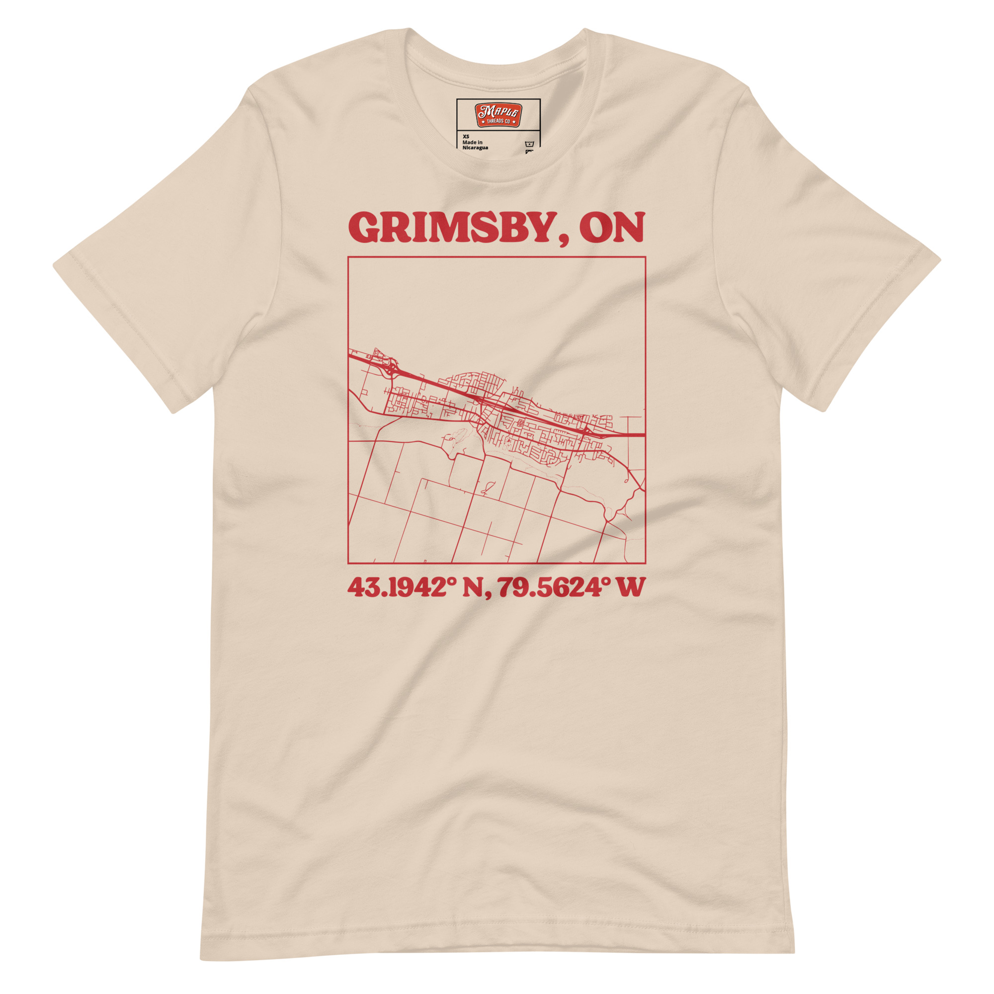 Unisex Grimsby, Ontario Map T-Shirt - Image 17