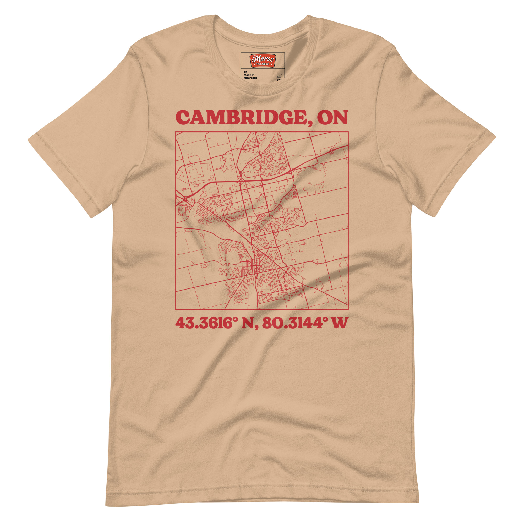 Unisex Cambridge, Ontario Map T-Shirt - Image 13