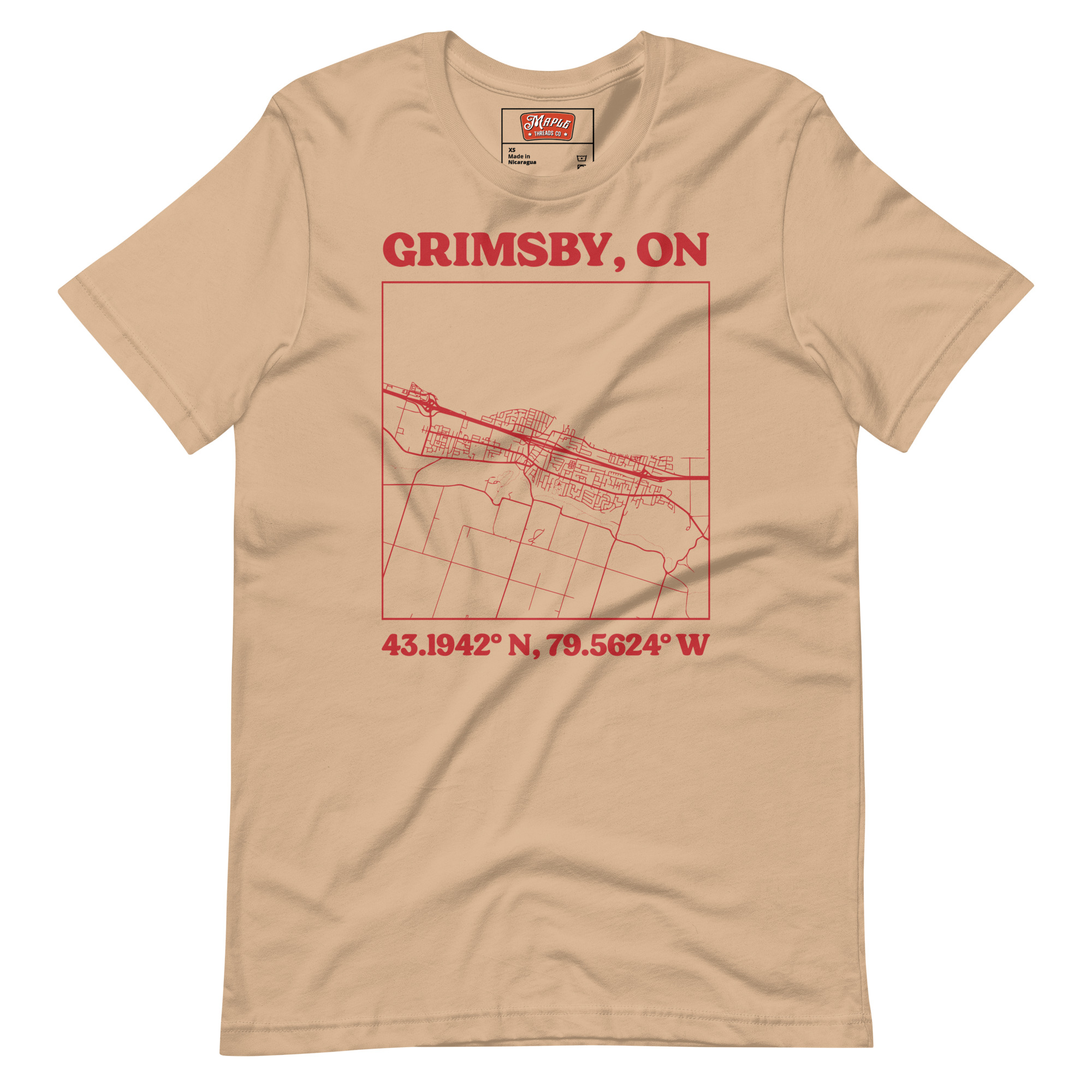 Unisex Grimsby, Ontario Map T-Shirt