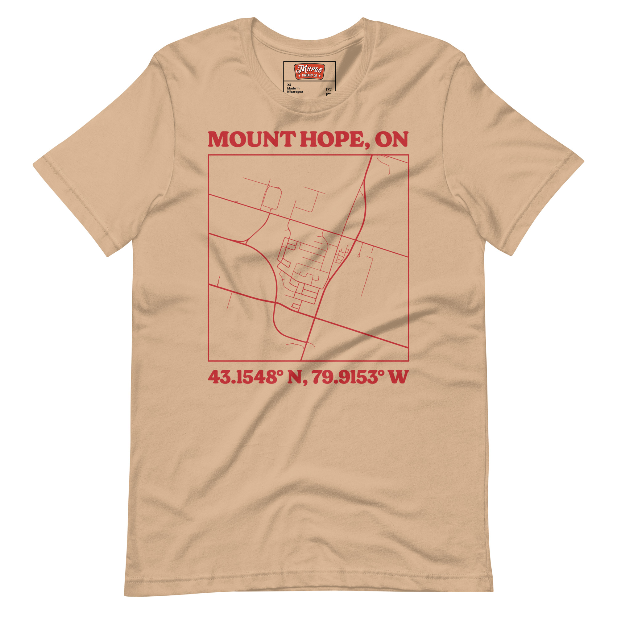 Unisex Mount Hope, Ontario Map T-Shirt