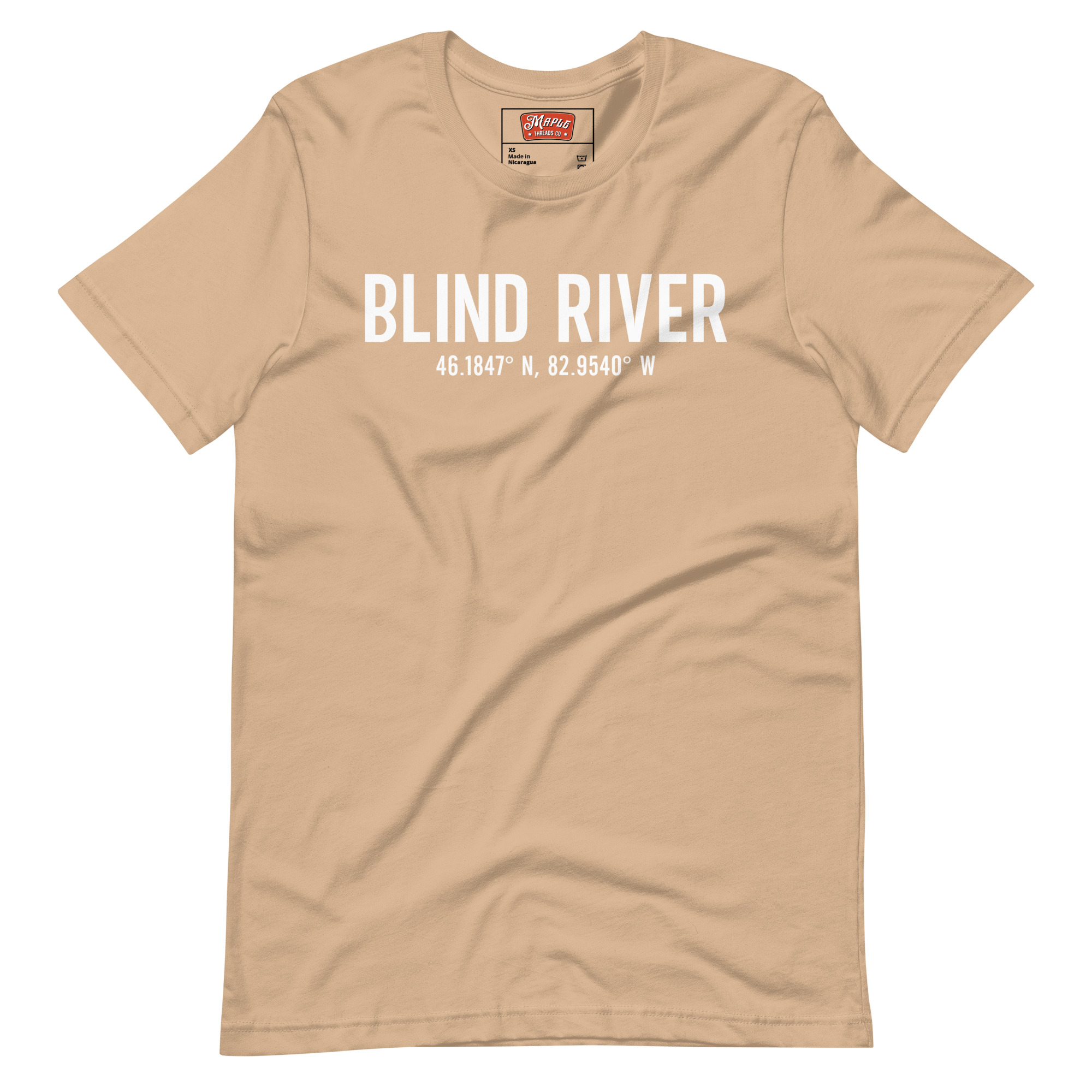 Unisex Blind River, Ontario Coordinates T-Shirt - Image 13