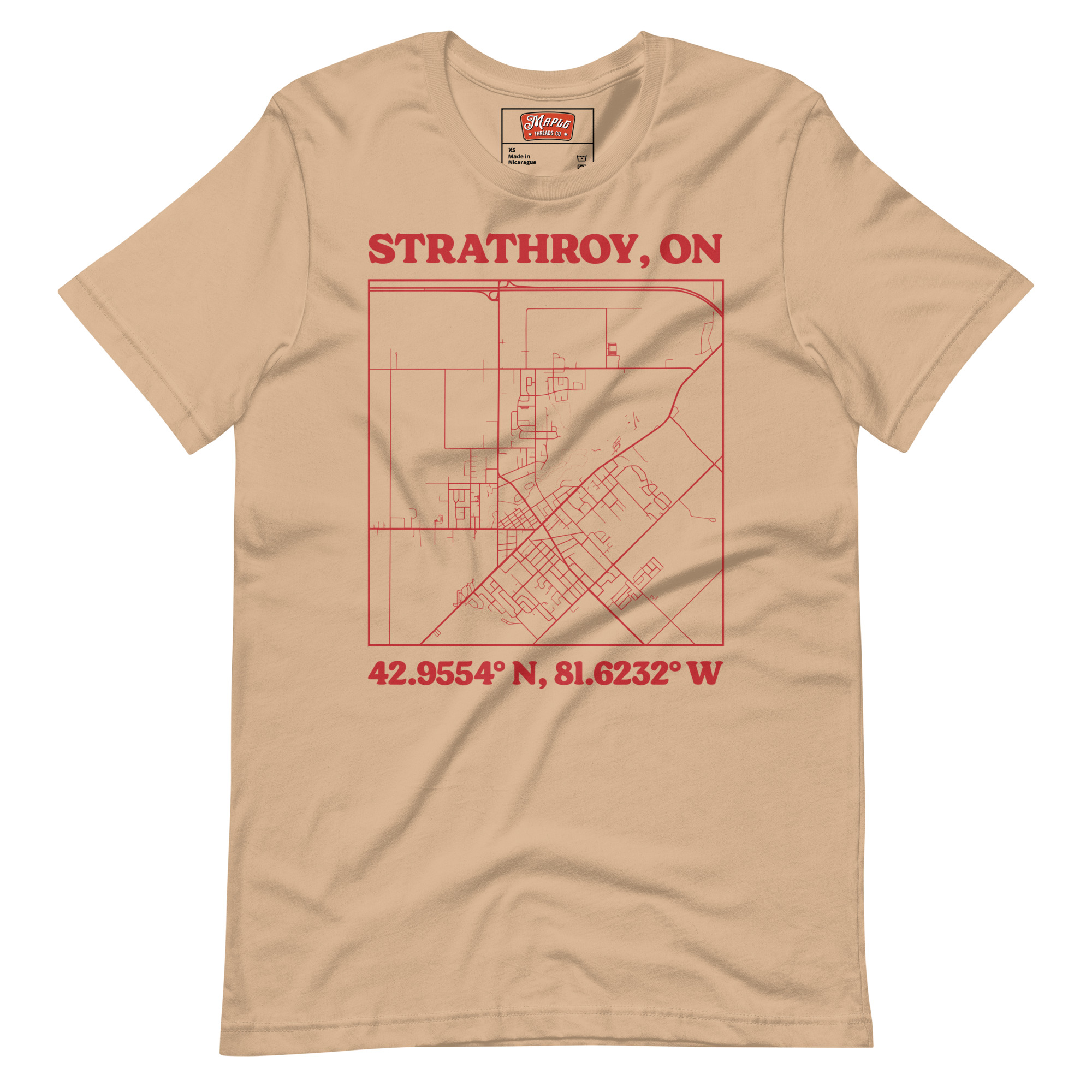 Unisex Strathroy, Ontario Map T-Shirt