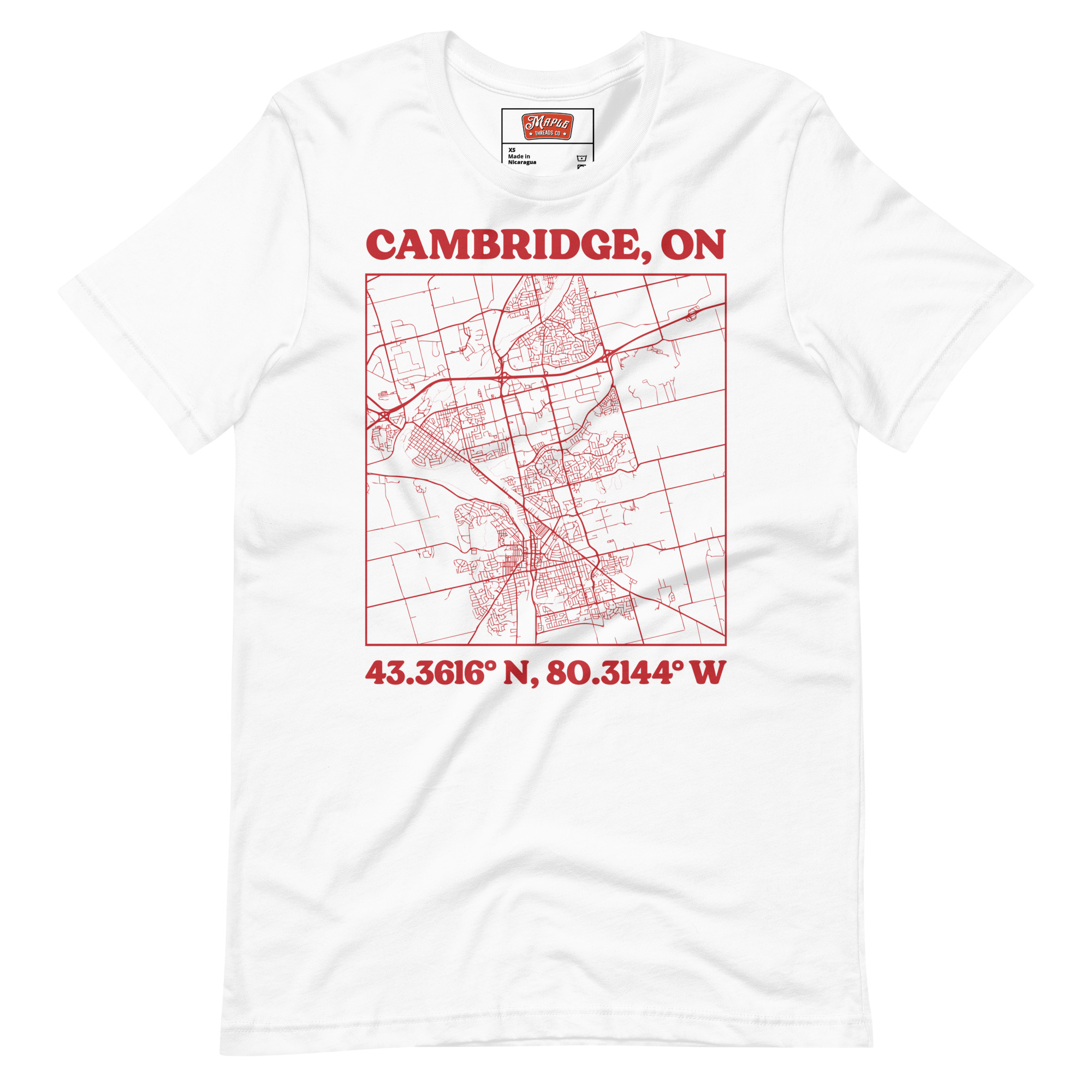 Unisex Cambridge, Ontario Map T-Shirt - Image 21