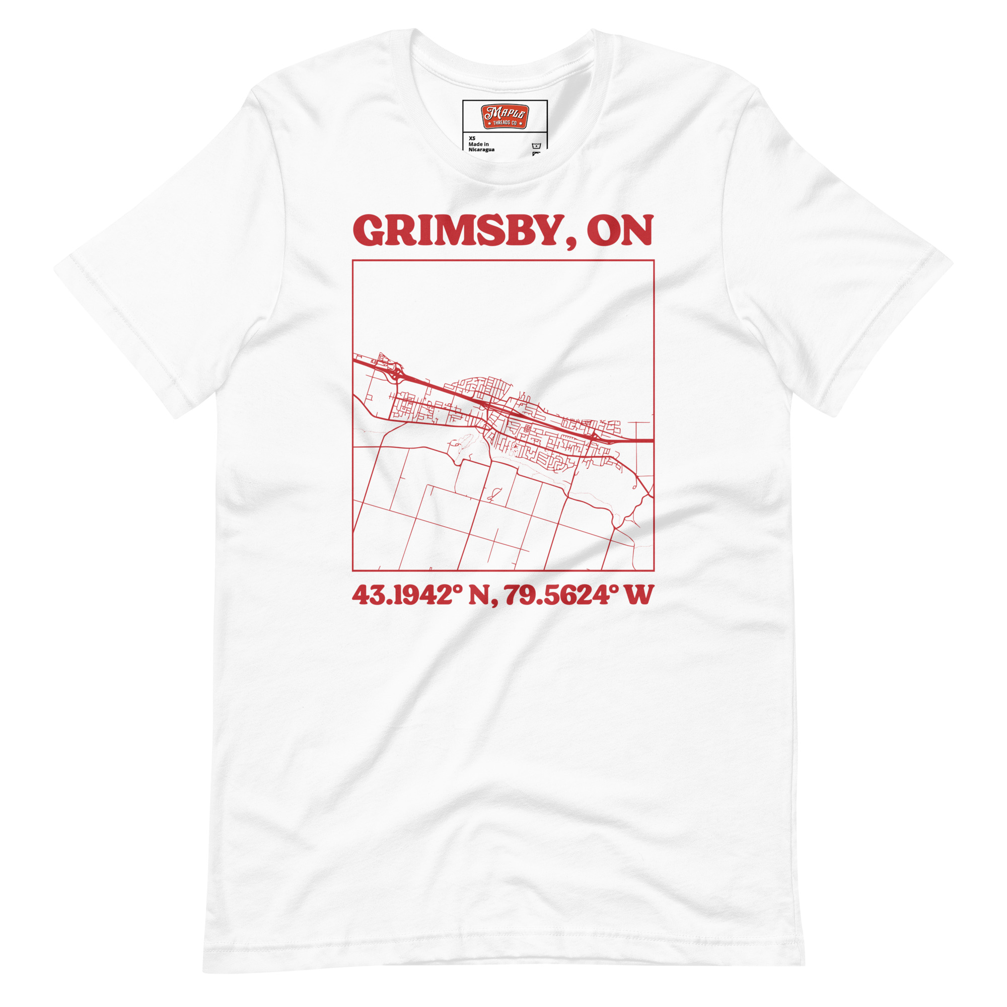 Unisex Grimsby, Ontario Map T-Shirt - Image 21