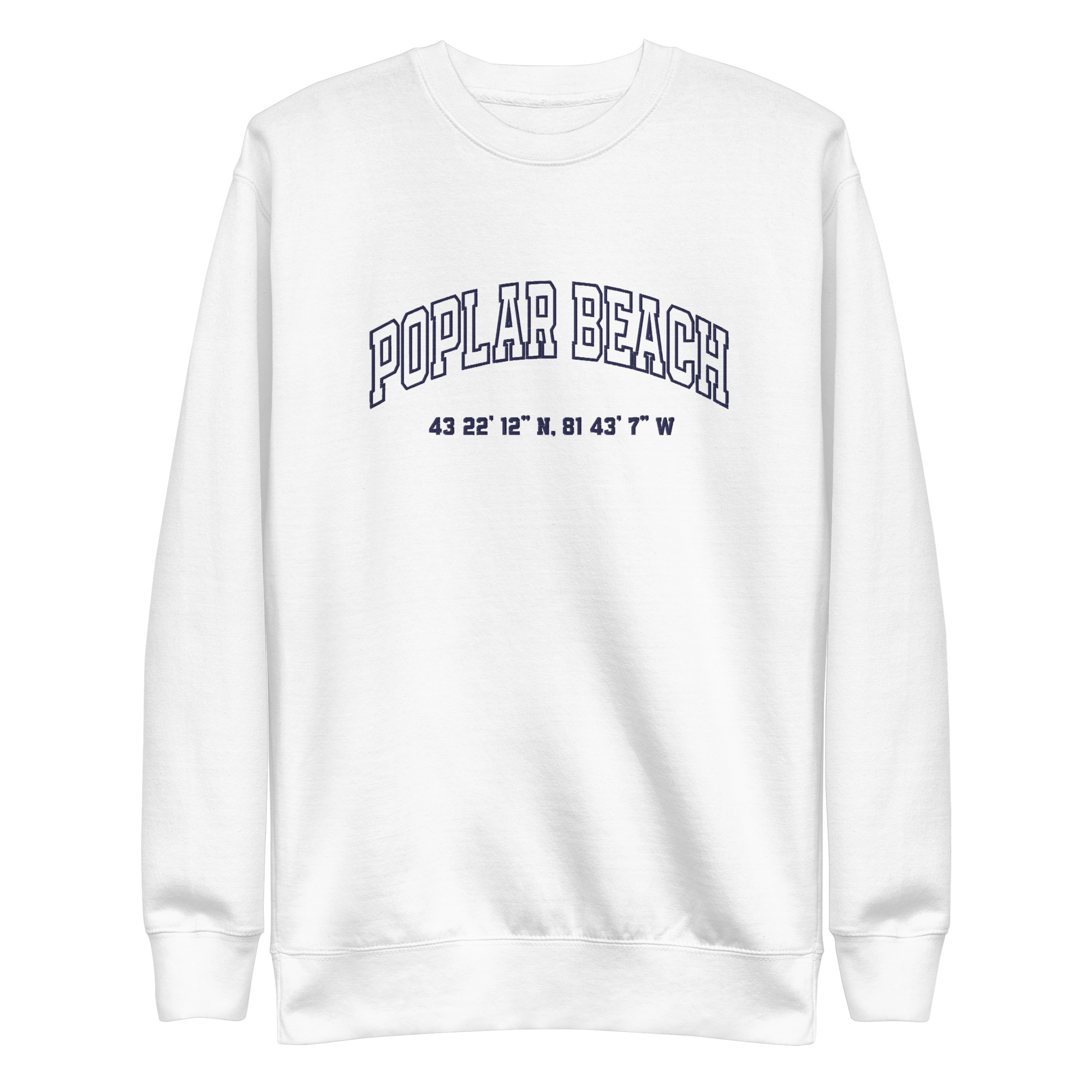 Unisex Poplar Beach, Ontario Embroidered Coordinates Premium Sweatshirt