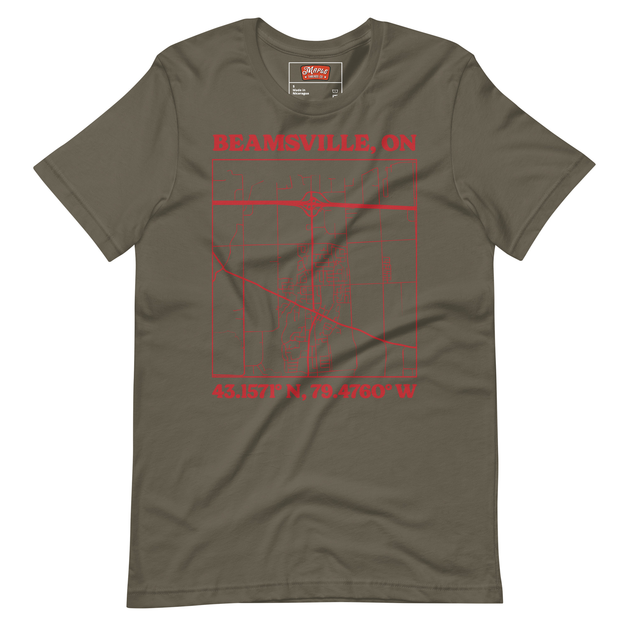 Unisex Beamsville, Ontario Map T-Shirt - Image 7