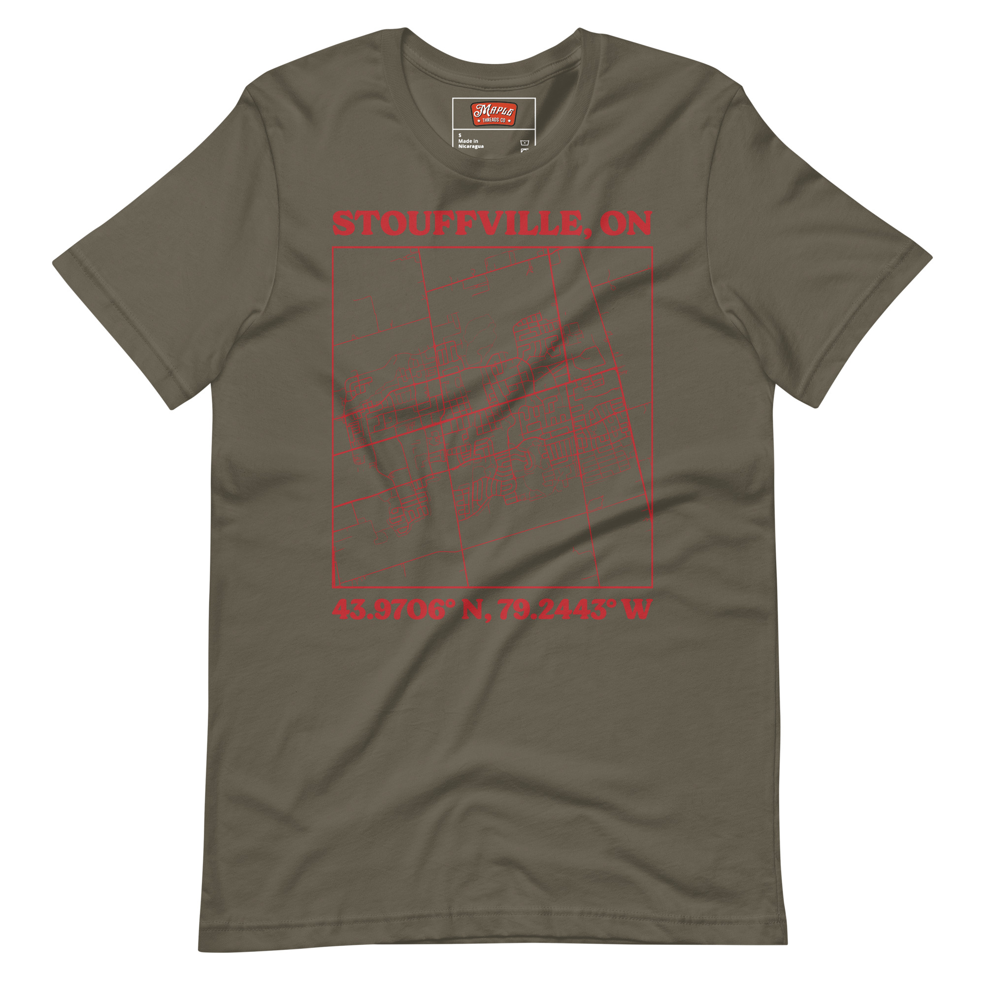 Unisex Stouffville, Ontario Map T-Shirt - Image 7