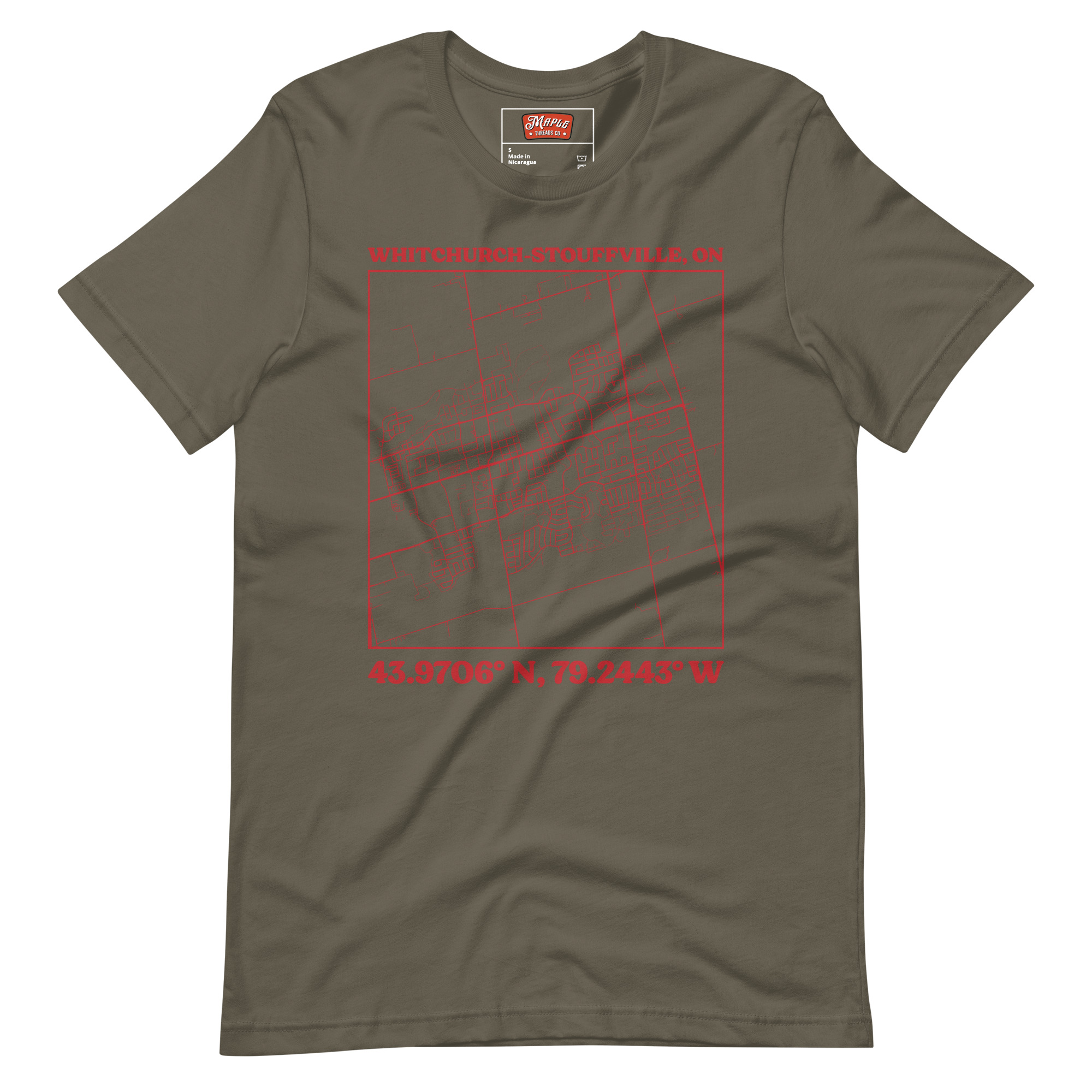 Unisex Whitchurch-Stouffville, Ontario Map T-Shirt - Image 7
