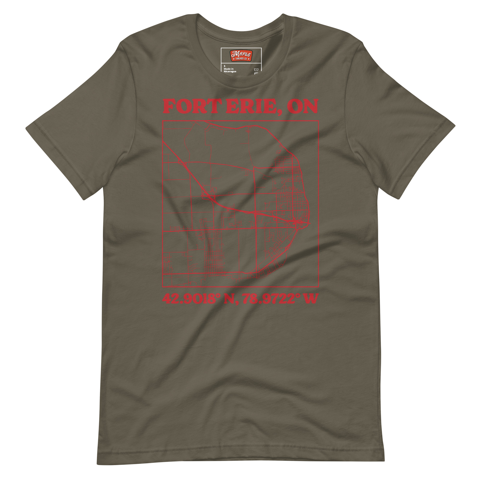 Unisex Fort Erie, Ontario Map T-Shirt - Image 7