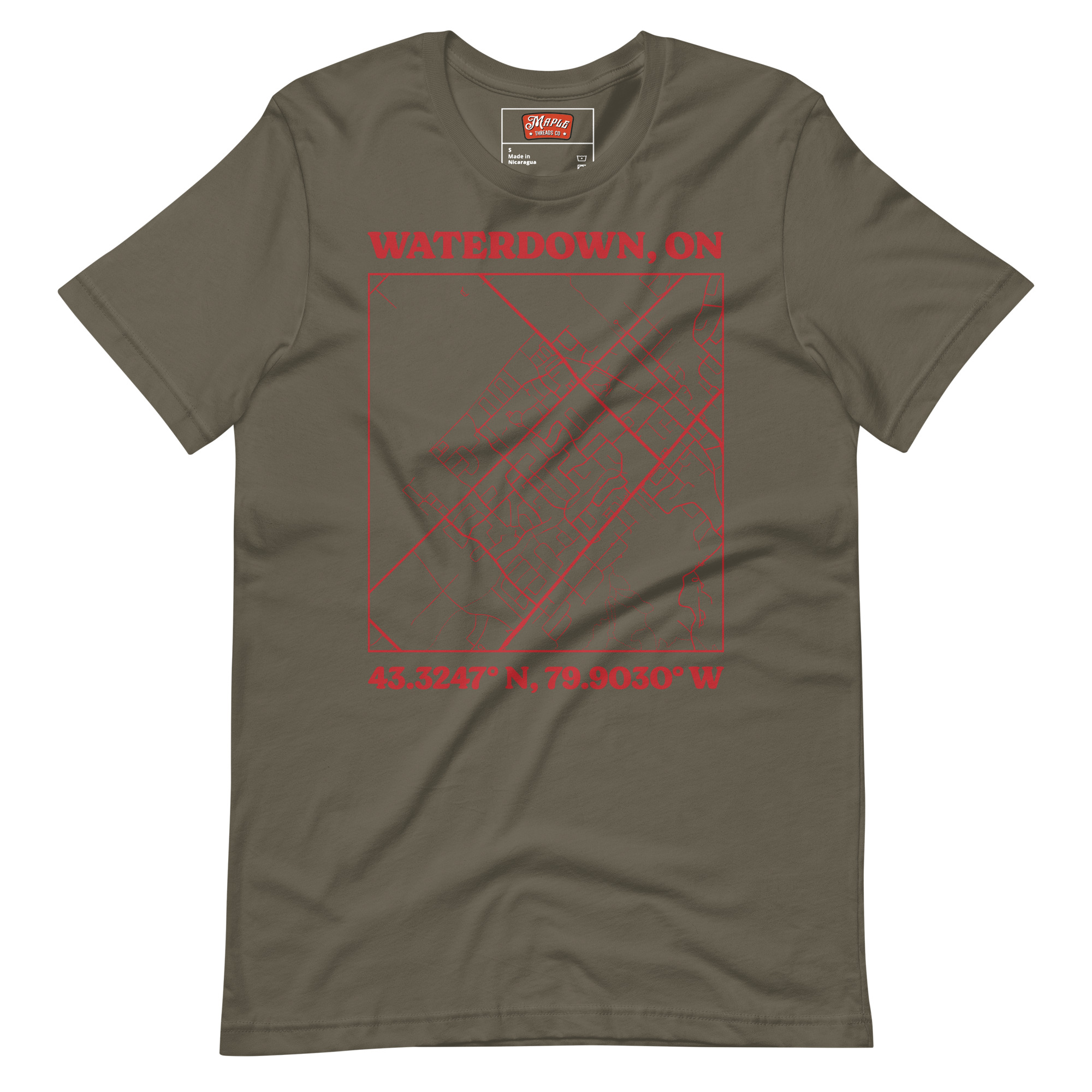 Unisex Waterdown, Ontario Map T-Shirt - Image 7