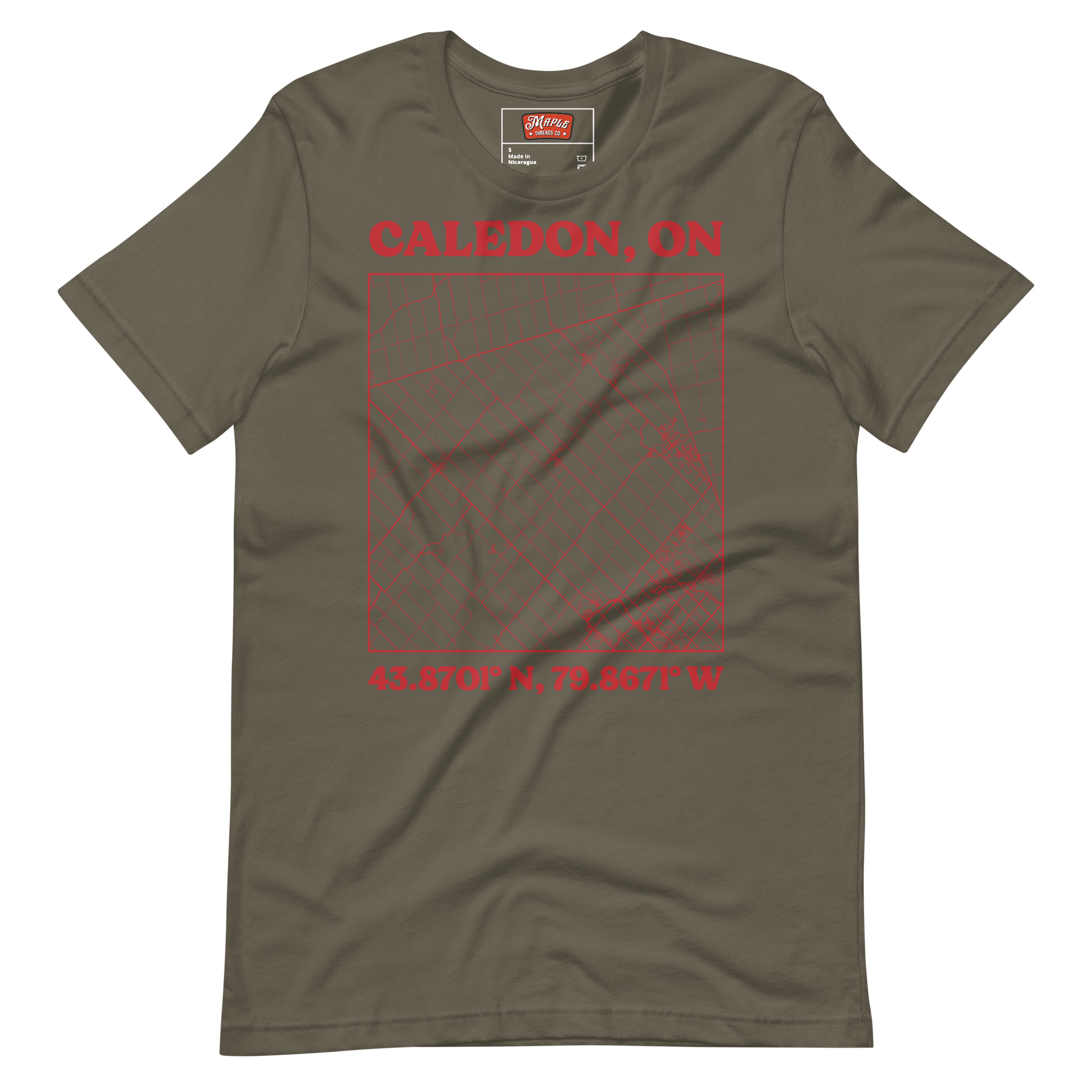 Unisex Caledon, Ontario Map T-Shirt - Image 7