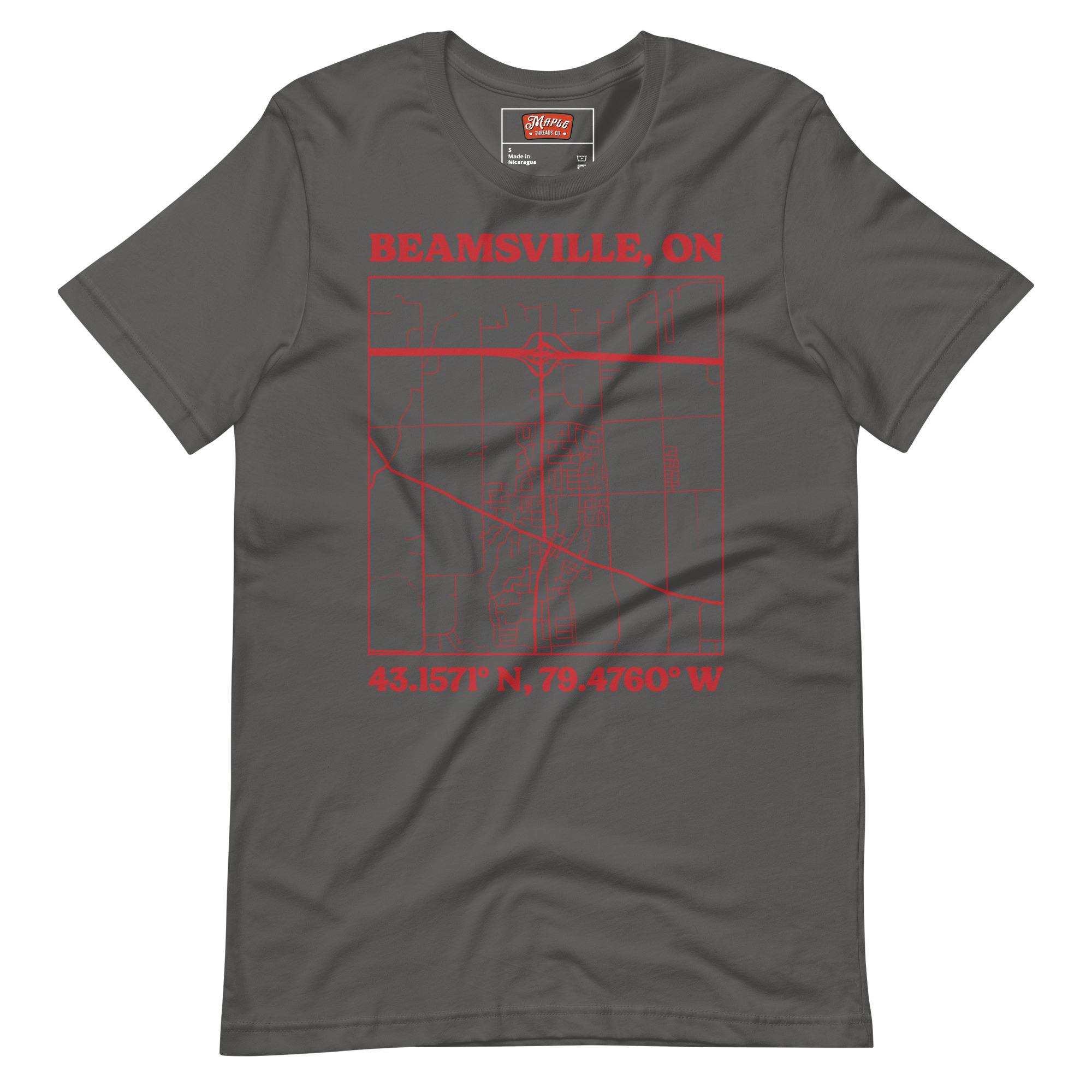 Unisex Beamsville, Ontario Map T-Shirt - Image 6