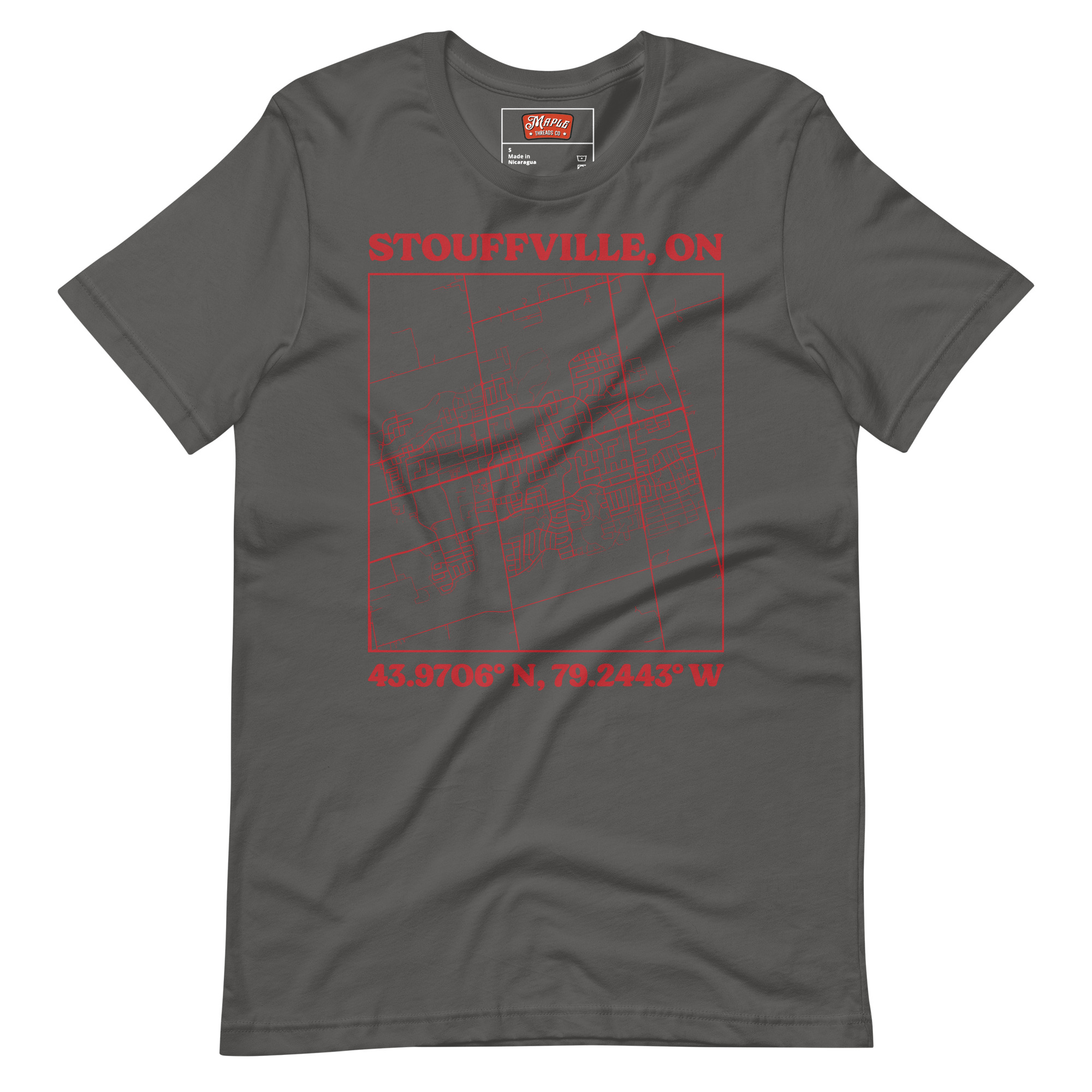 Unisex Stouffville, Ontario Map T-Shirt - Image 6