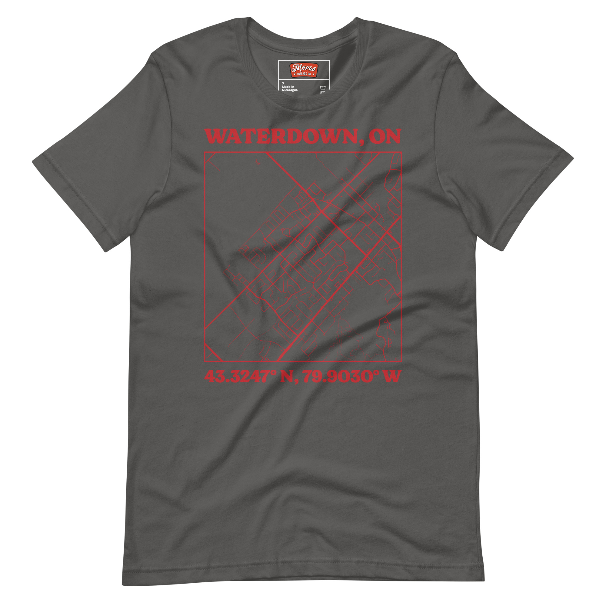 Unisex Waterdown, Ontario Map T-Shirt - Image 6