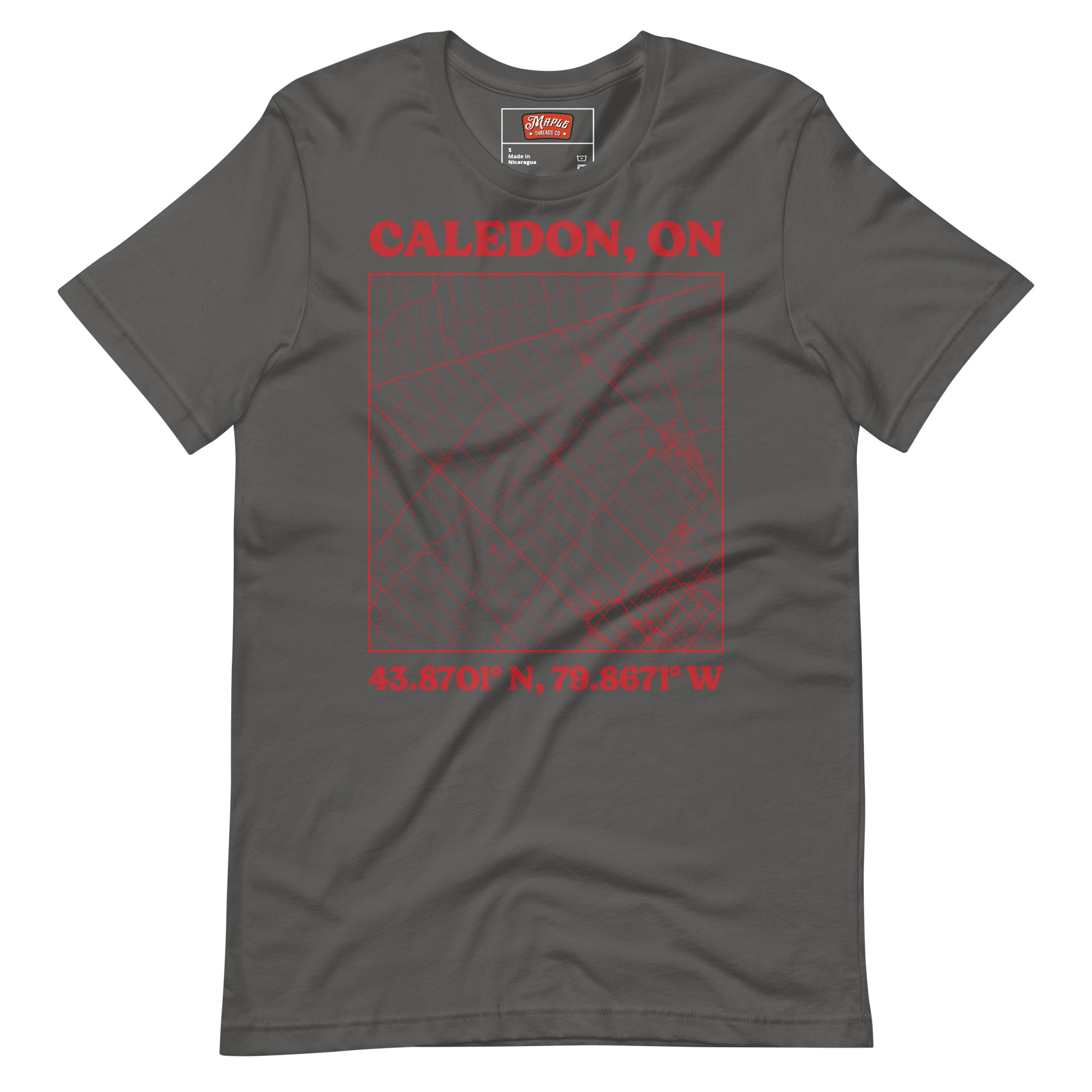 Unisex Caledon, Ontario Map T-Shirt - Image 6