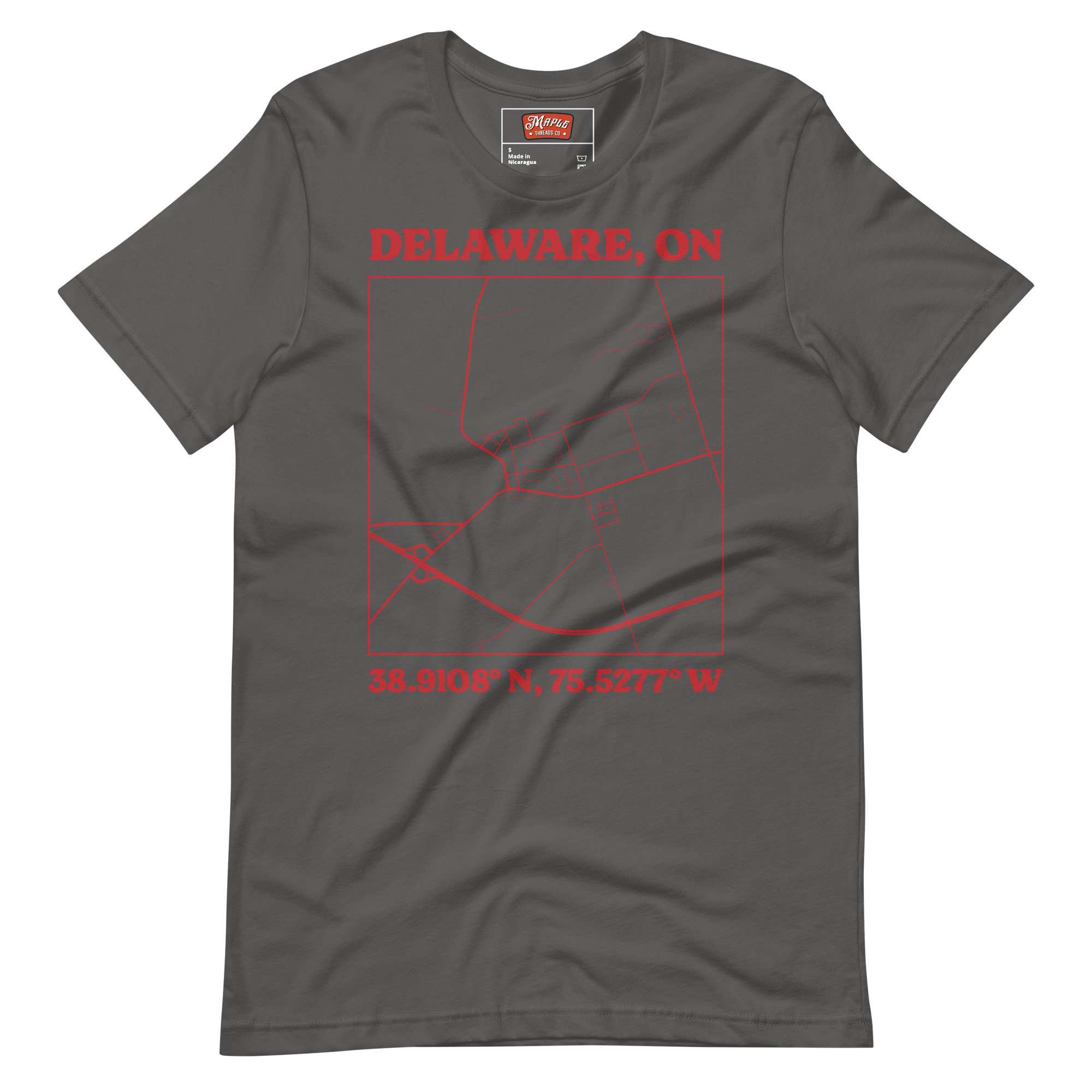 Unisex Delaware, Ontario Map T-Shirt - Image 6