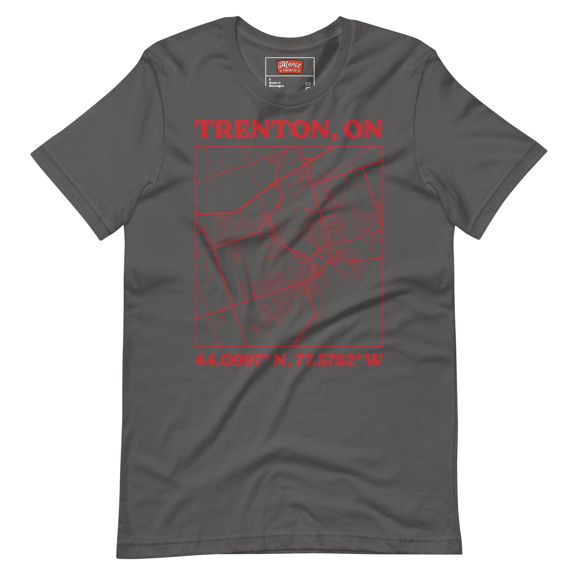 Unisex Trenton, Ontario Map T-Shirt - Image 6
