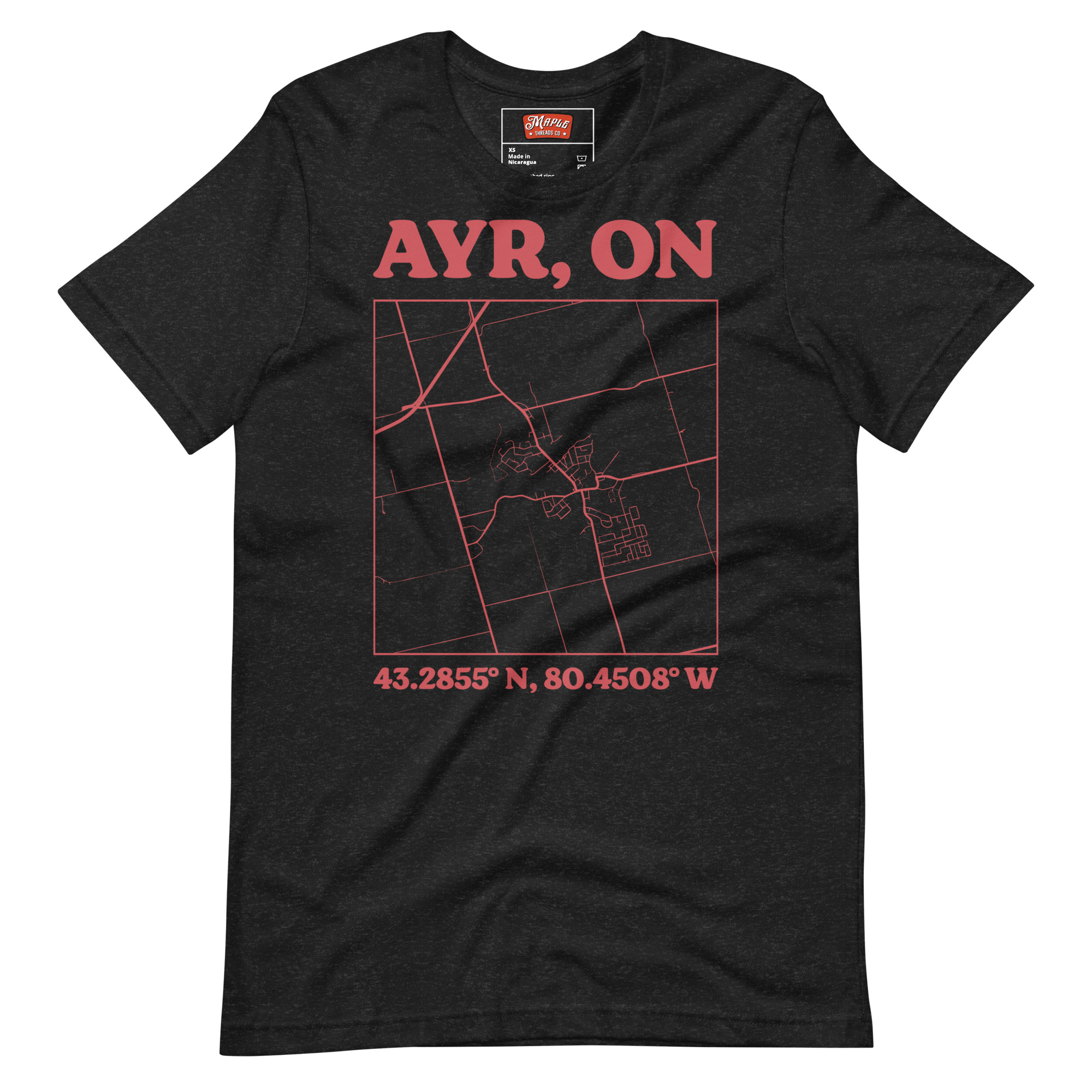 Unisex Ayr, Ontario Map T-Shirt - Image 2