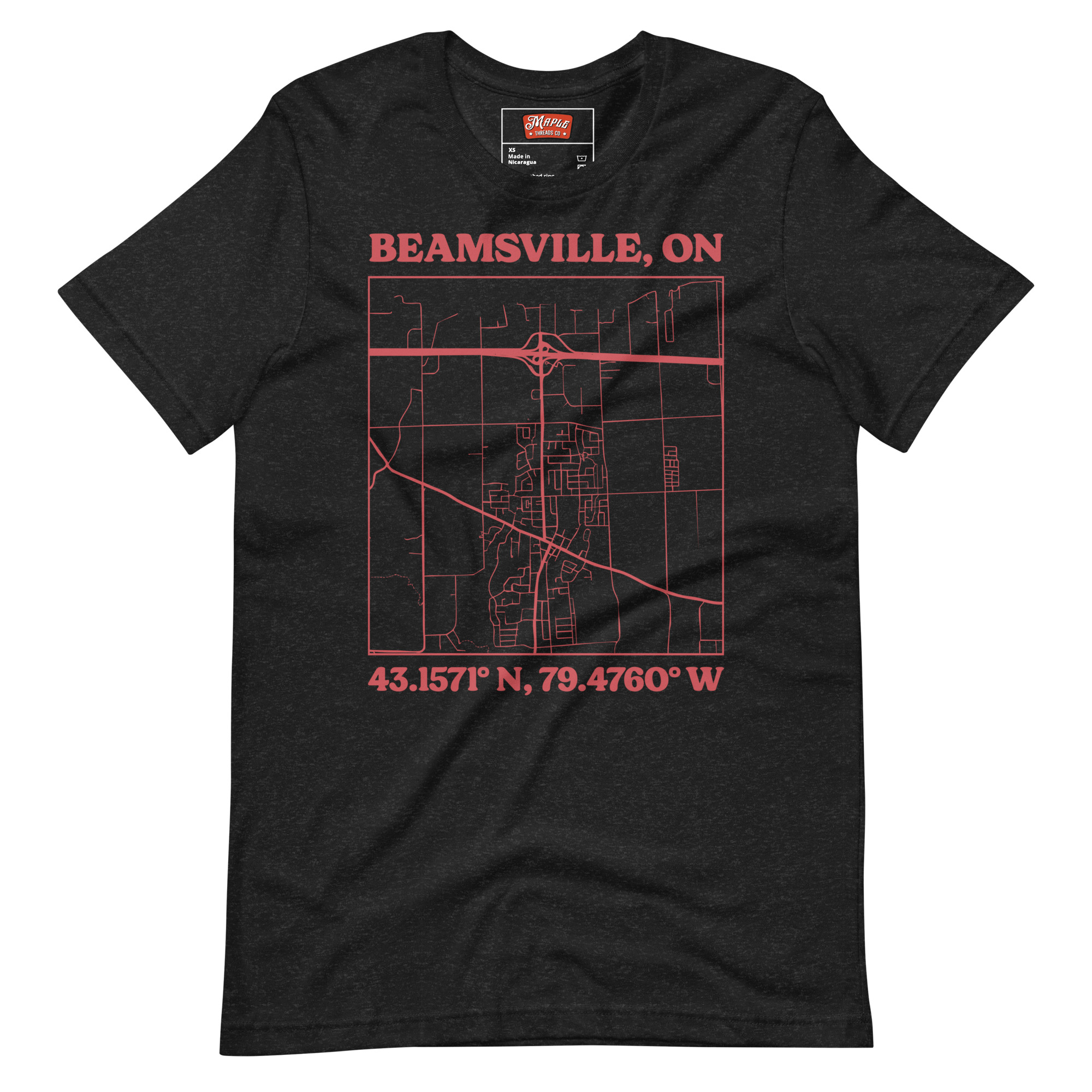 Unisex Beamsville, Ontario Map T-Shirt - Image 2