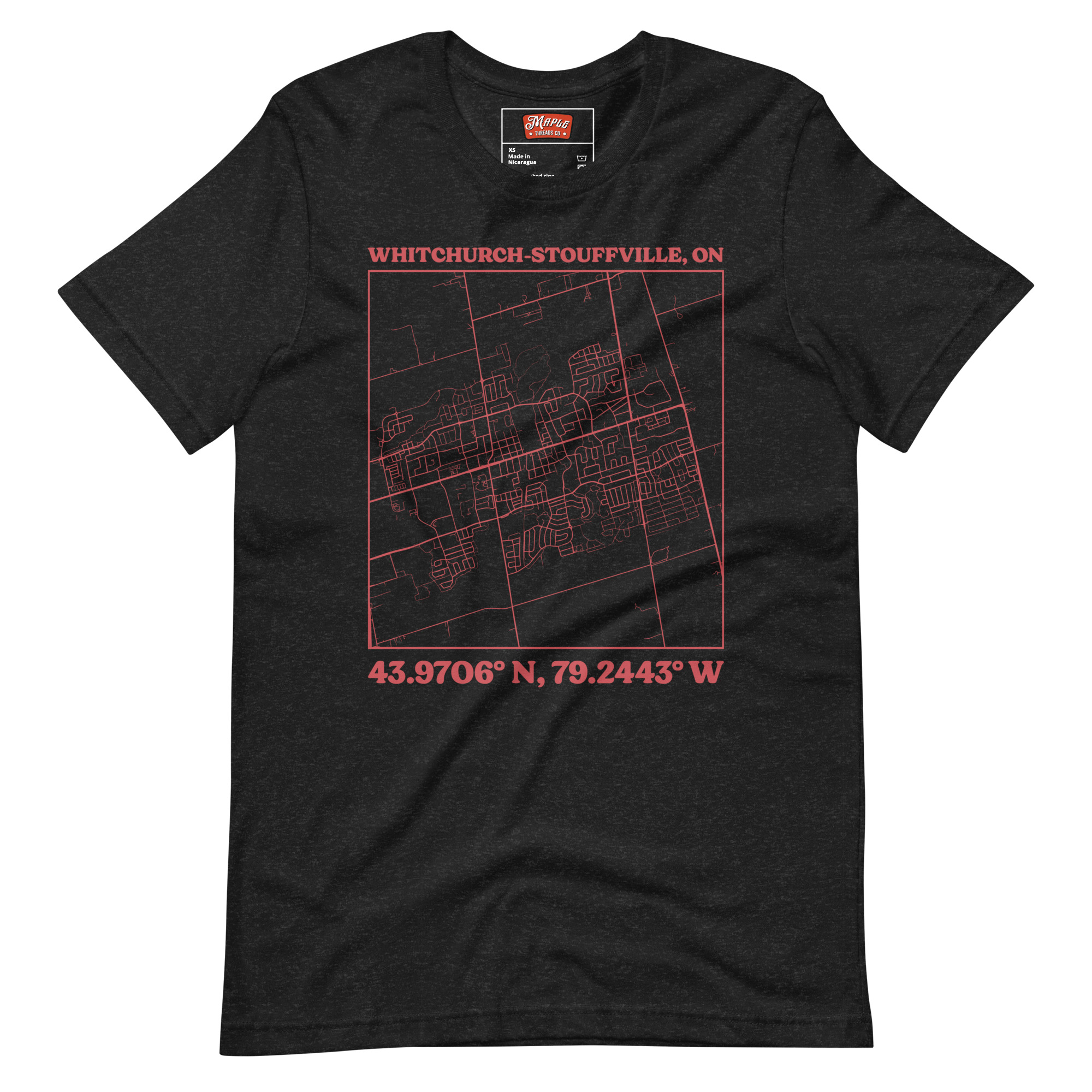 Unisex Whitchurch-Stouffville, Ontario Map T-Shirt - Image 2