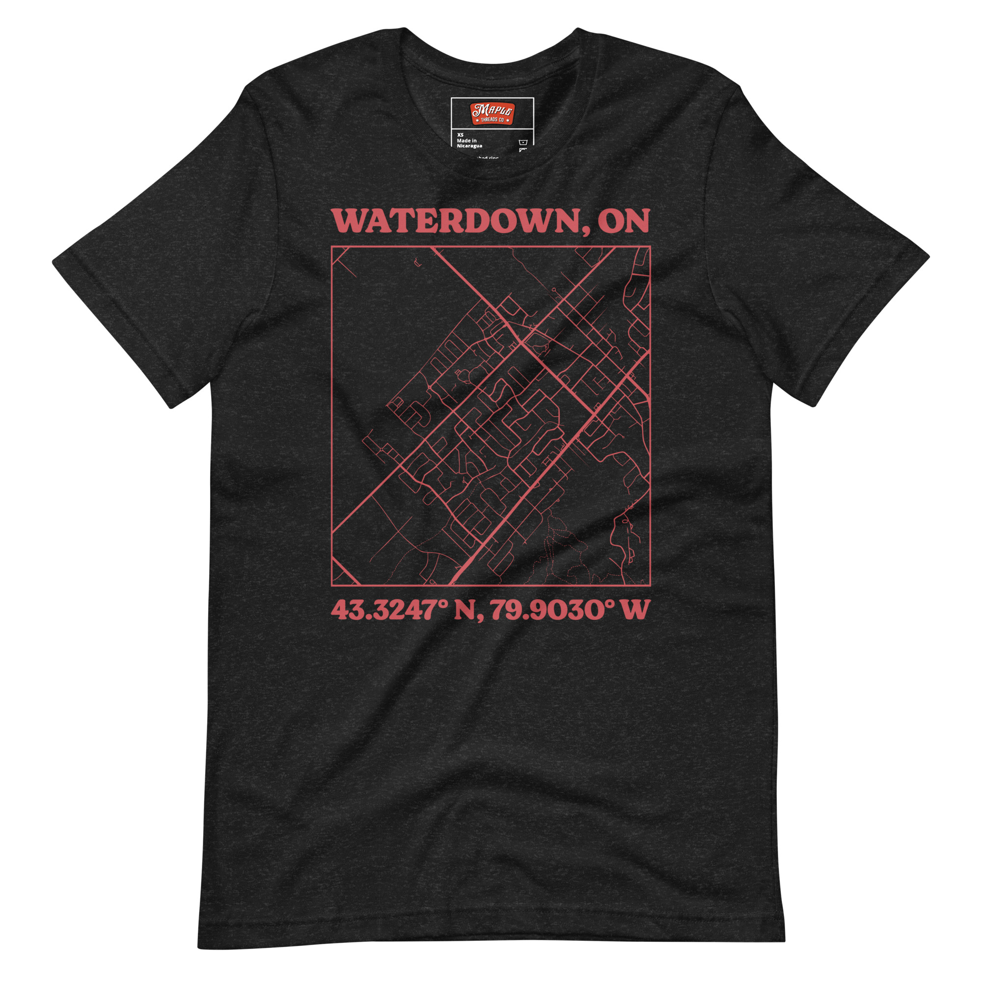 Unisex Waterdown, Ontario Map T-Shirt - Image 2